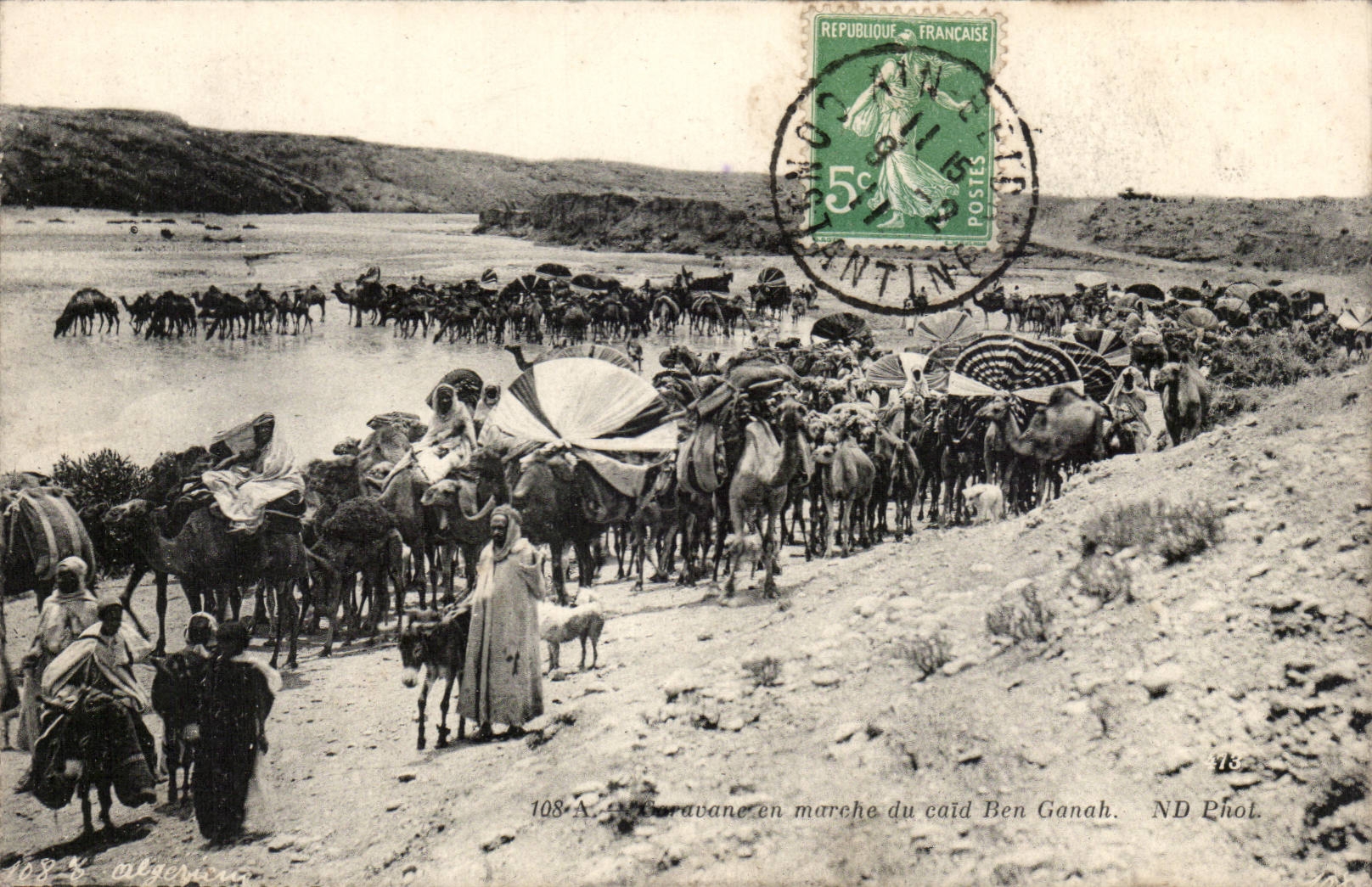 Algeria CPA Caravan in market of the caid Ben Ganah