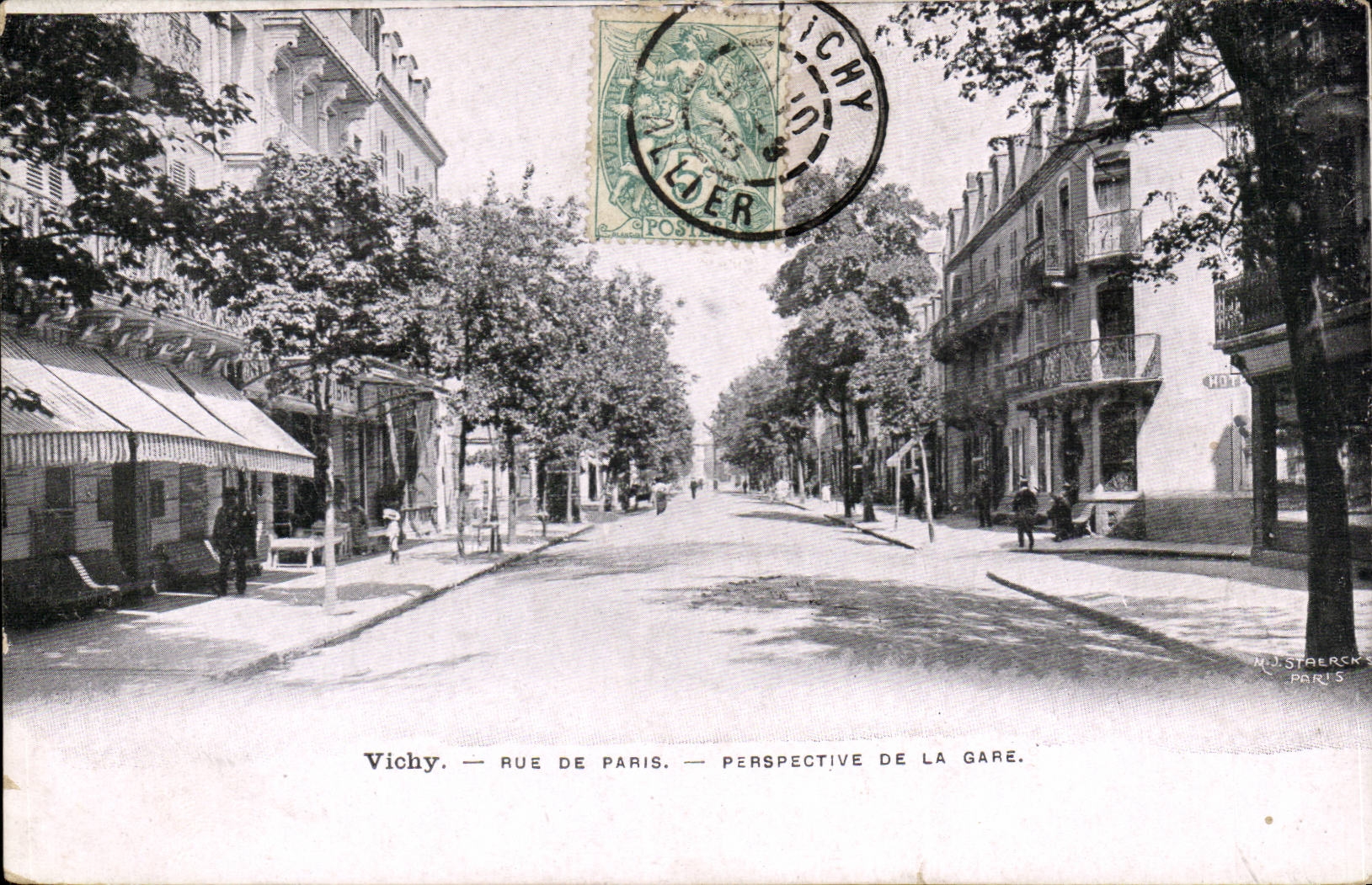 Vichy - Rue de Paris - Perspective de la Gare - CPA 