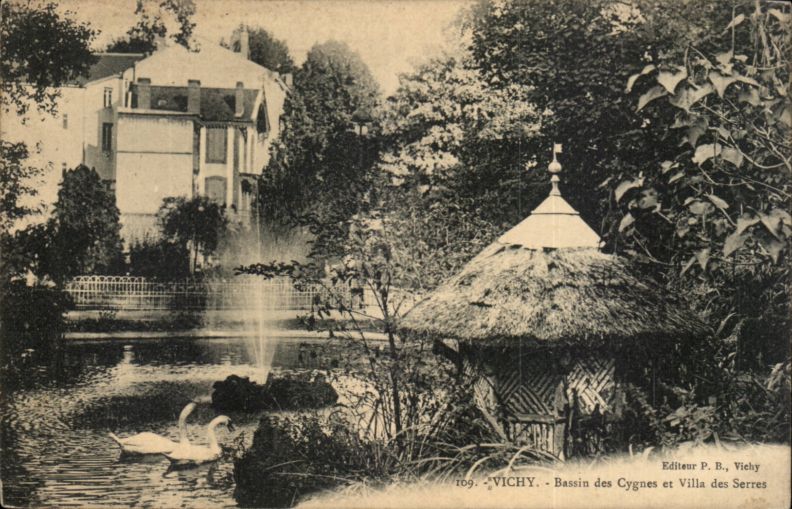 Vichy - Bassin des Cygnes et villa des Serres - swan - CPA 