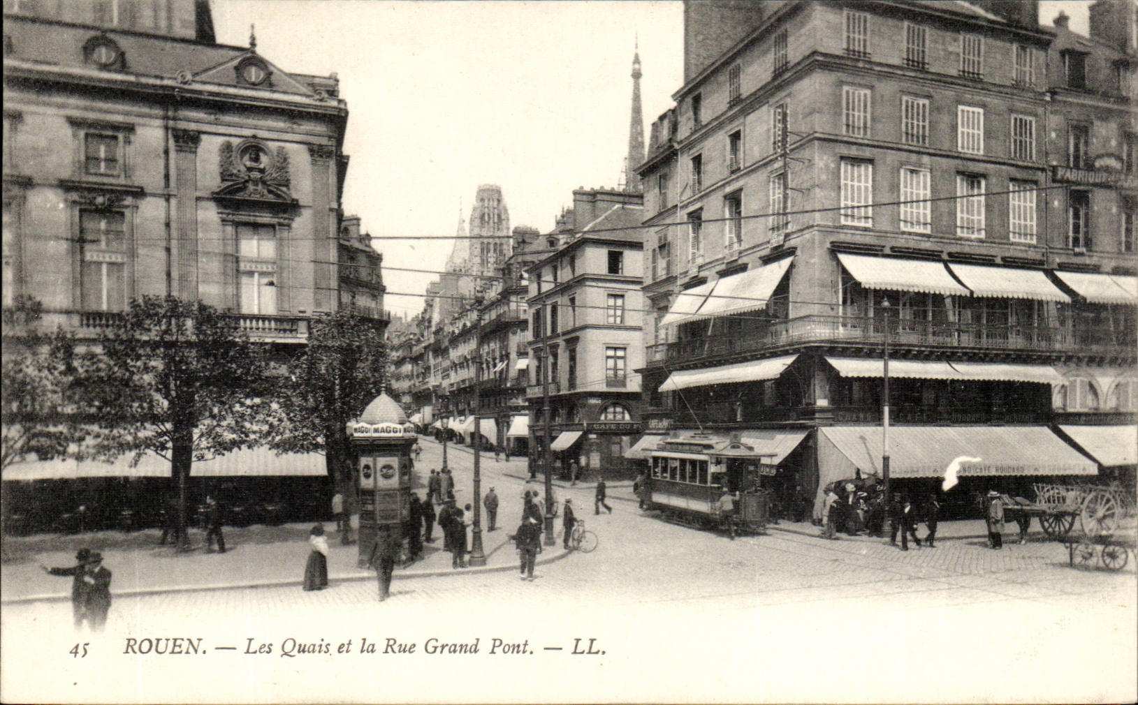 Rouen - Quays and the Street Large Bridge - CPA