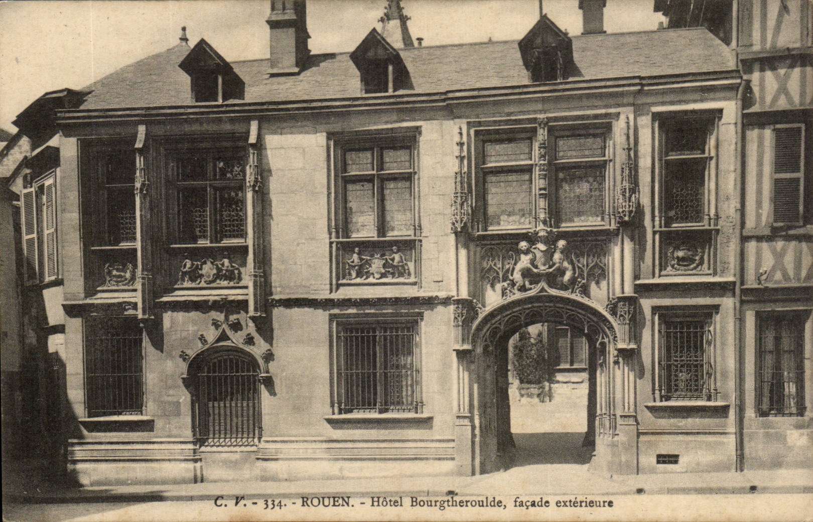 Rouen - Hotel Bourgtheroulde exterior facade - CPA