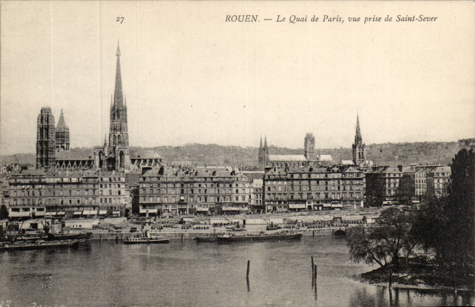 Rouen - the Quay of Paris seen from of Saint Sever - CPA