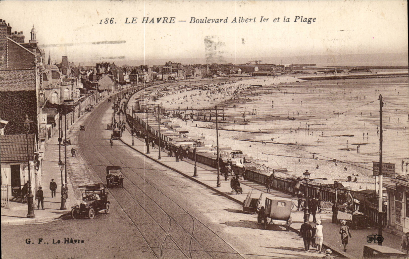 Le Havre - Prachtstrasse Albert 1 und der Strand - CPA