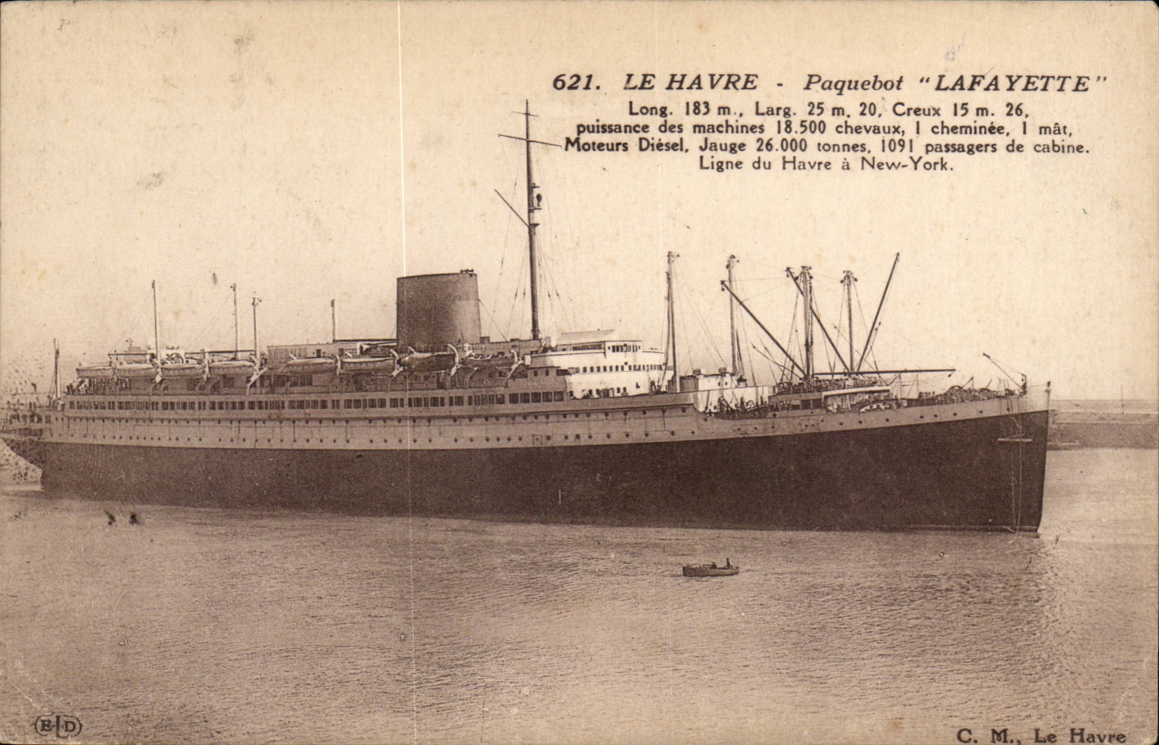 Havre-- Lafayette-Dampfer - Dampfer - Linie des Hafens hat New York - CPA