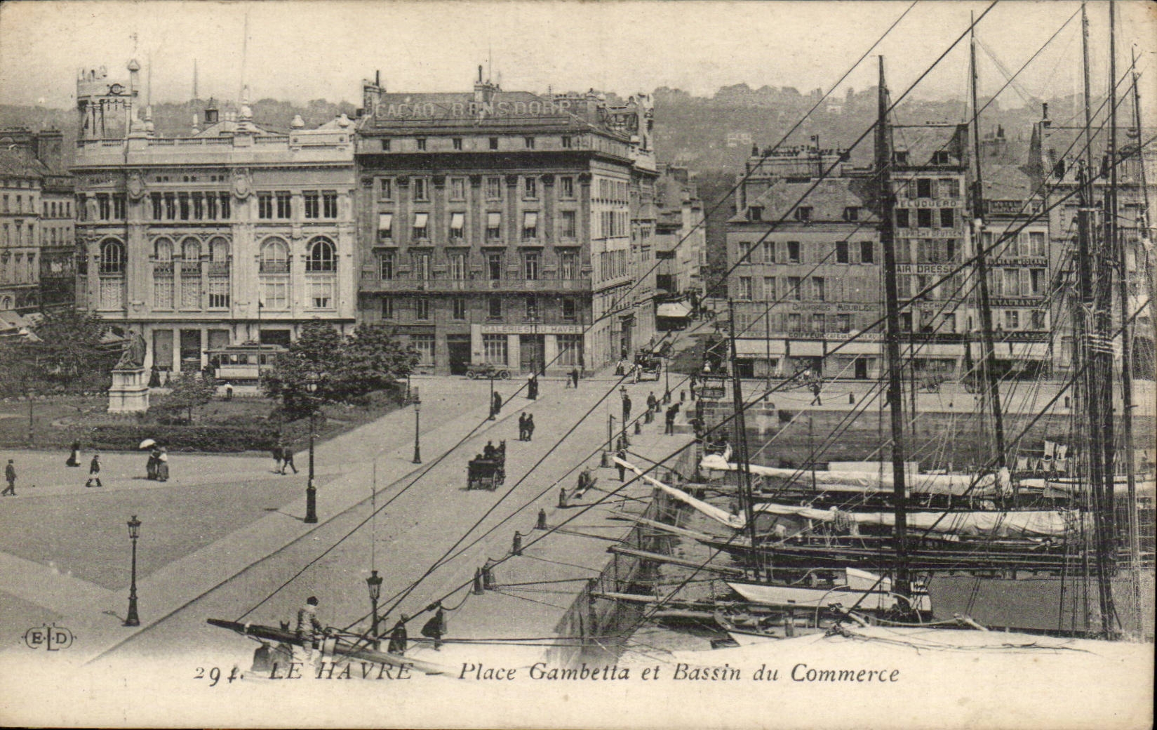 Le Havre - Gambetta Platz und Bassin Werbung - CPA