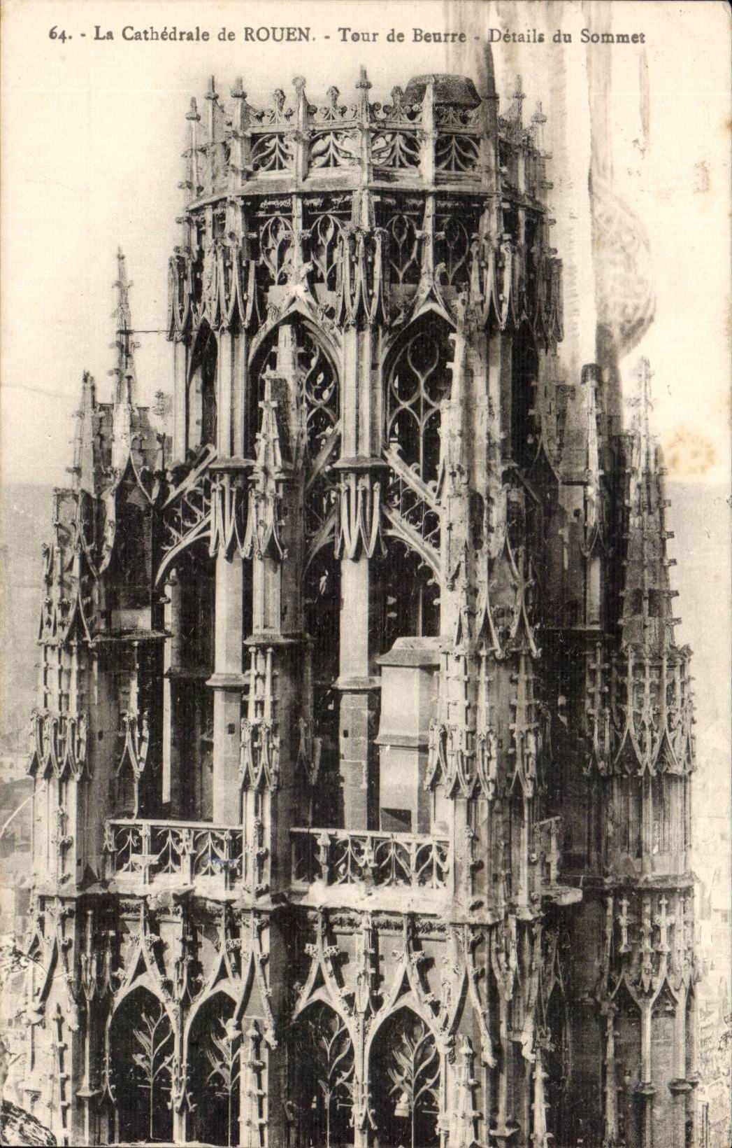 Rouen CPA Cathedral Tower of Butter Details of the top