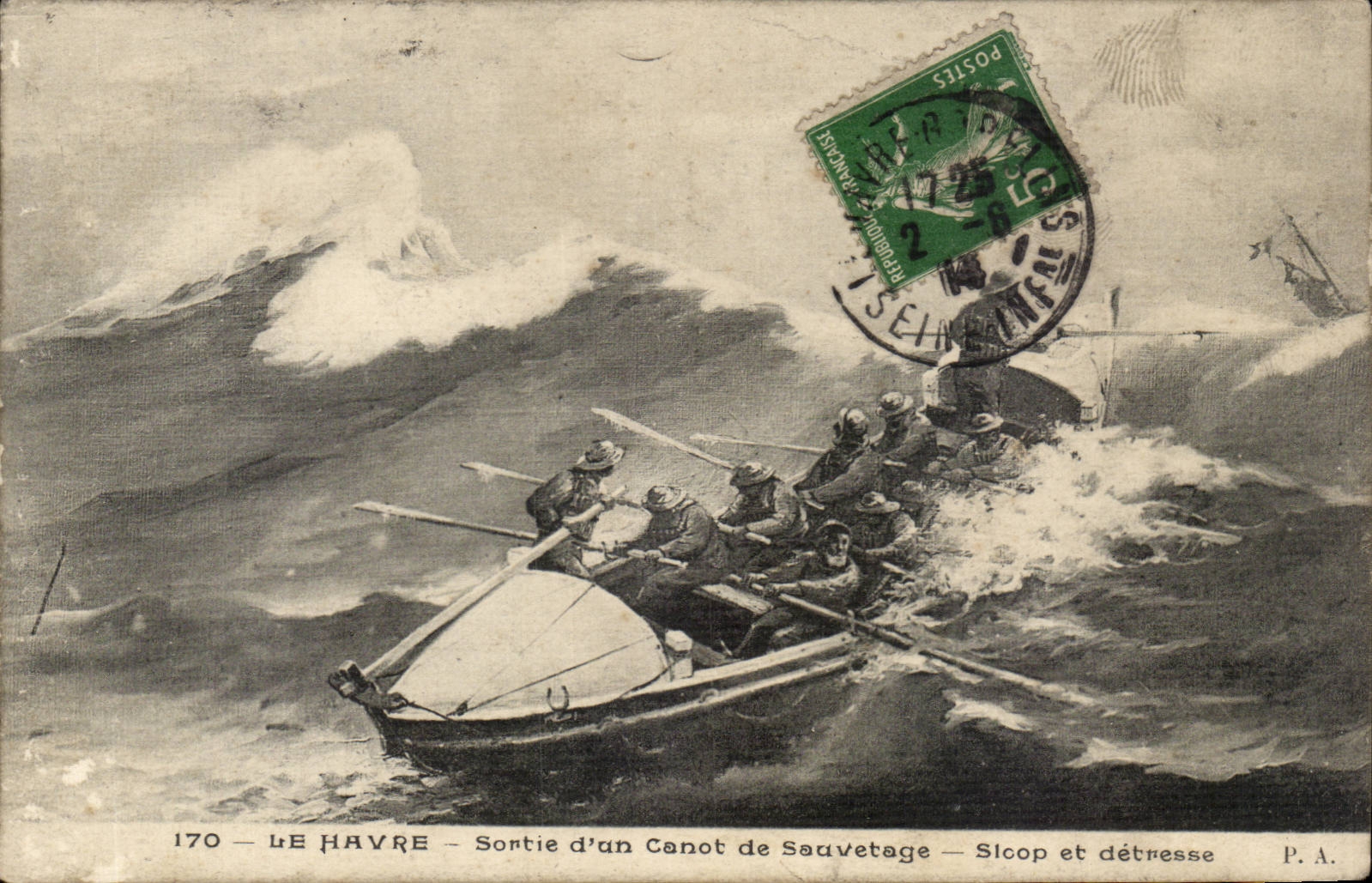 Le Havre CPA verliess ein Rettungsboot Sicop und Bedrangnis