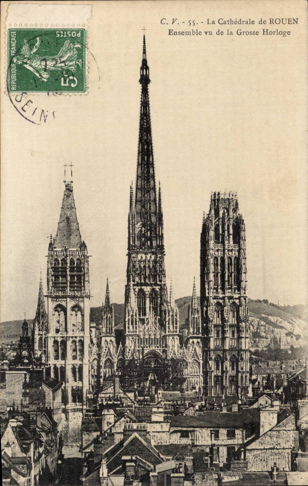 CPA Cathedral of Rouen seen Together of the large clock