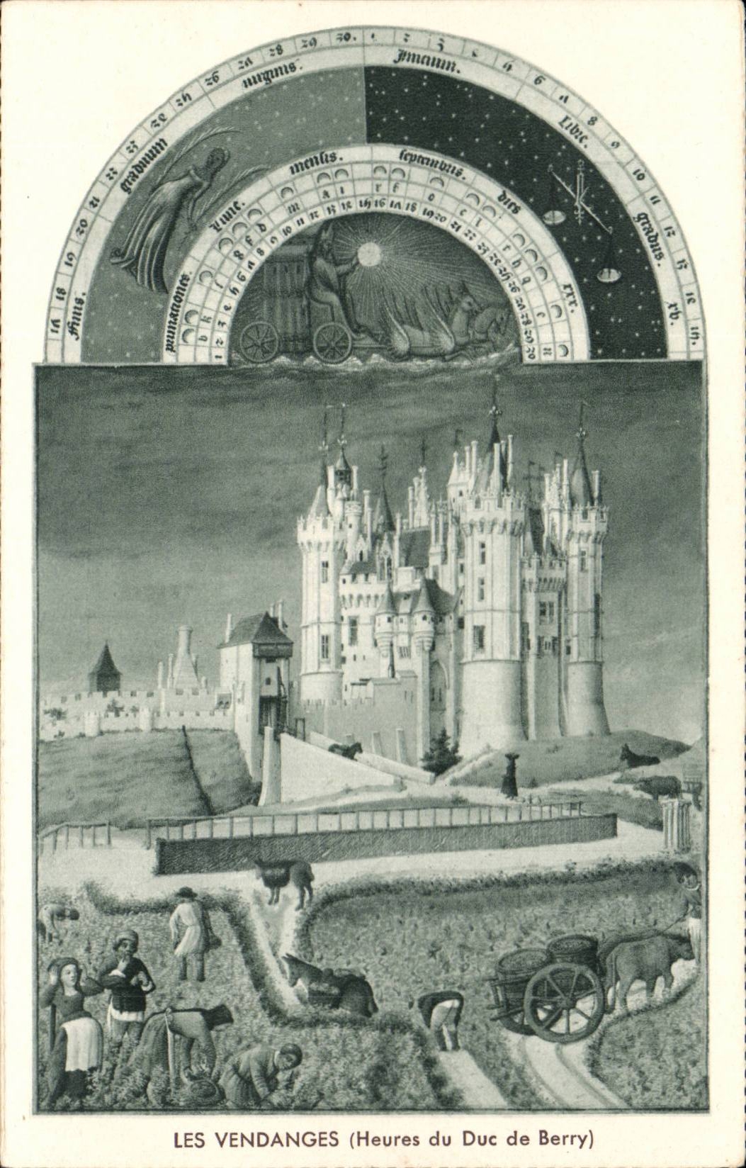 CPA Les vendanges (heures du duc de bErry)