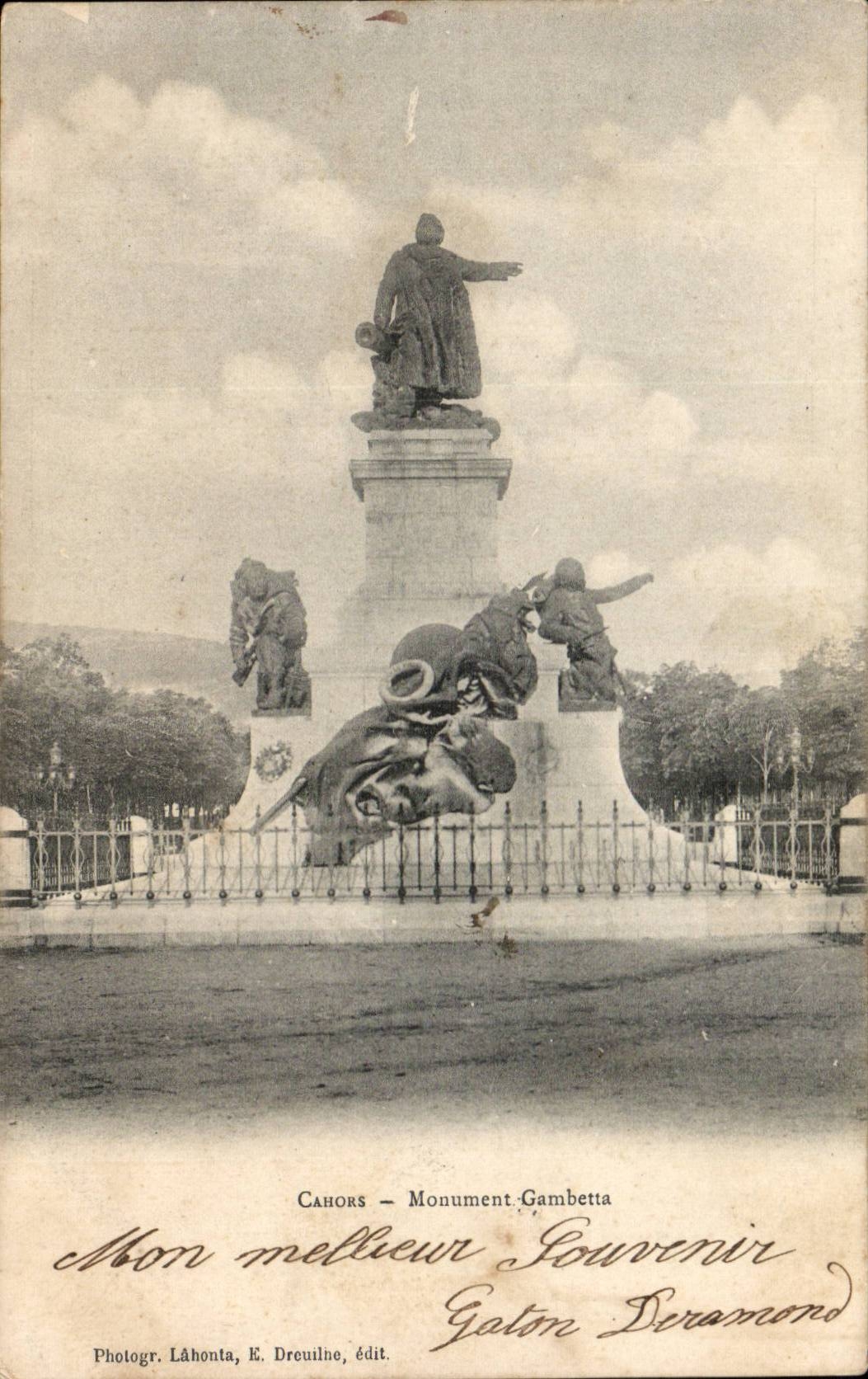 Cahors cPA Gambetta Monument