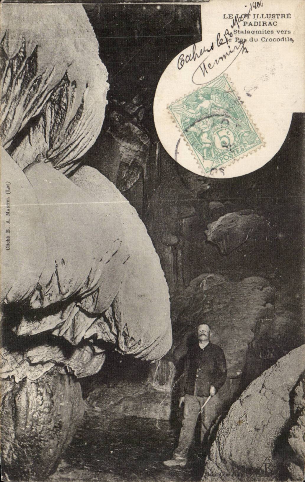 Padirac CPA Stalagmites towards the step of the crocodile