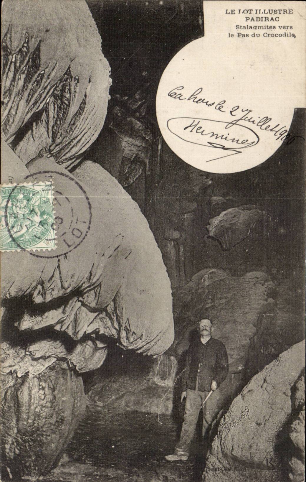 Padirac CPA Stalagmites towards the step of the crocodile