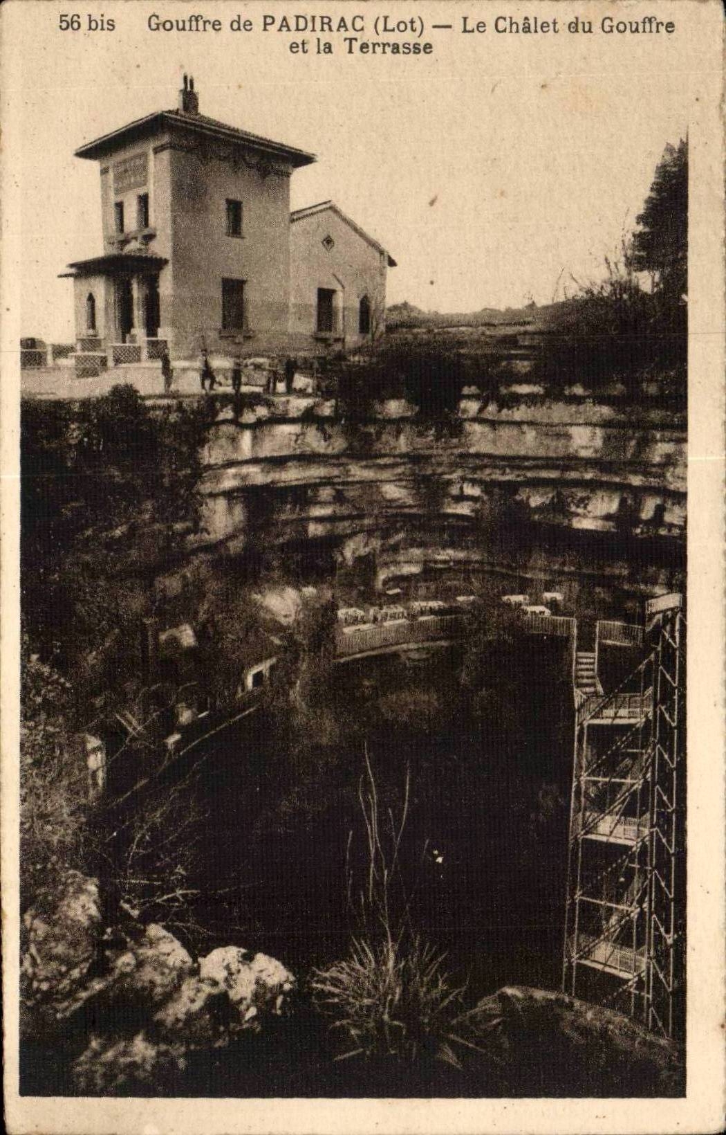 Pit of Padirac CPA the country cottage of the pit and the terrace