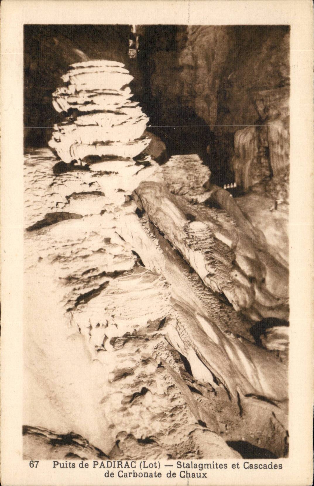 Well of padirac CPA Stalagmites and lime carbonate cascades