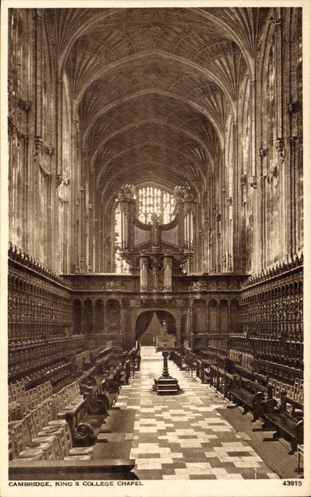 Grande Bretagne Great BRitain CPA King's ollege chapel (orgue)