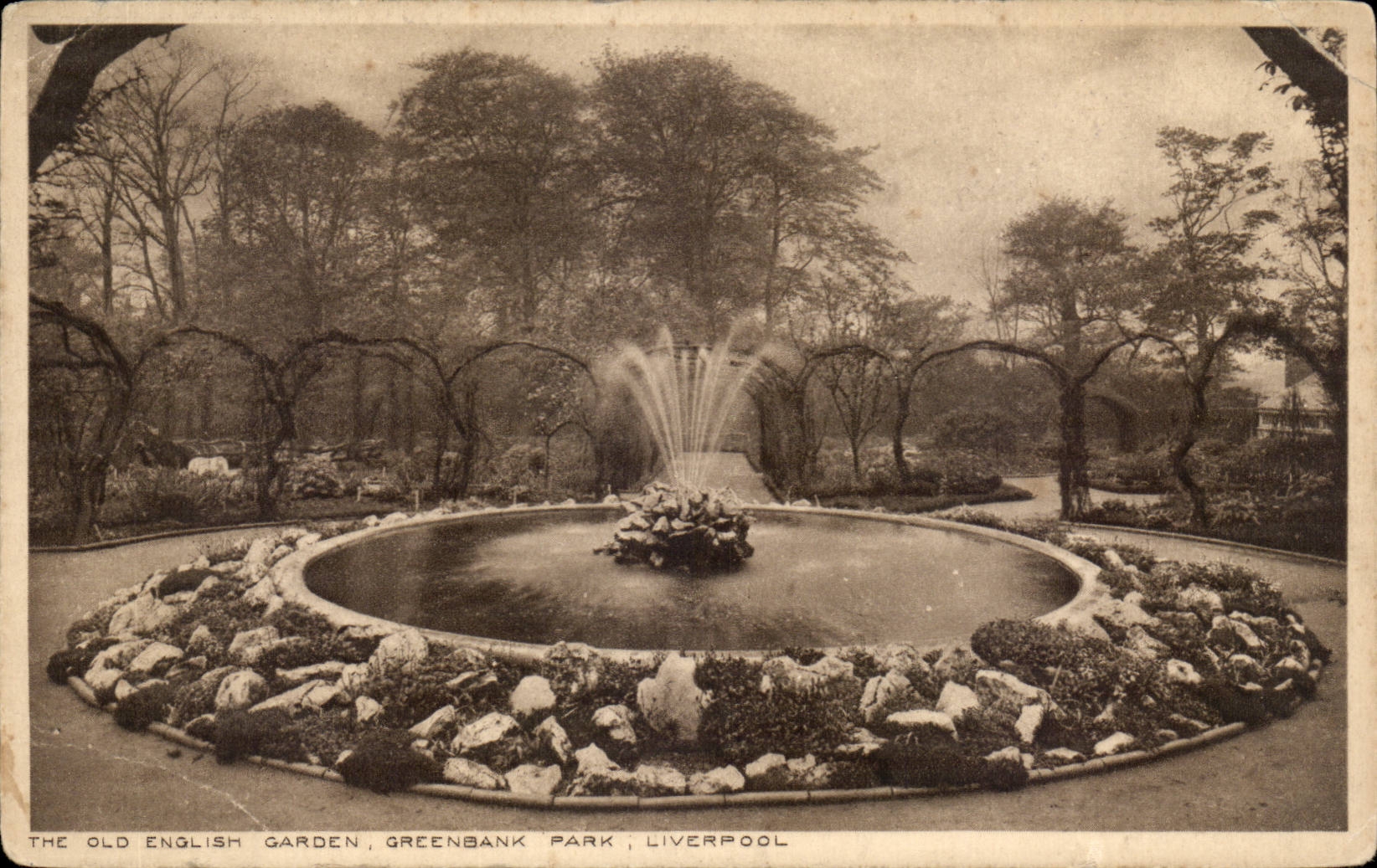 Great Britain CPA The old English garden Greenbank Park Liverpool