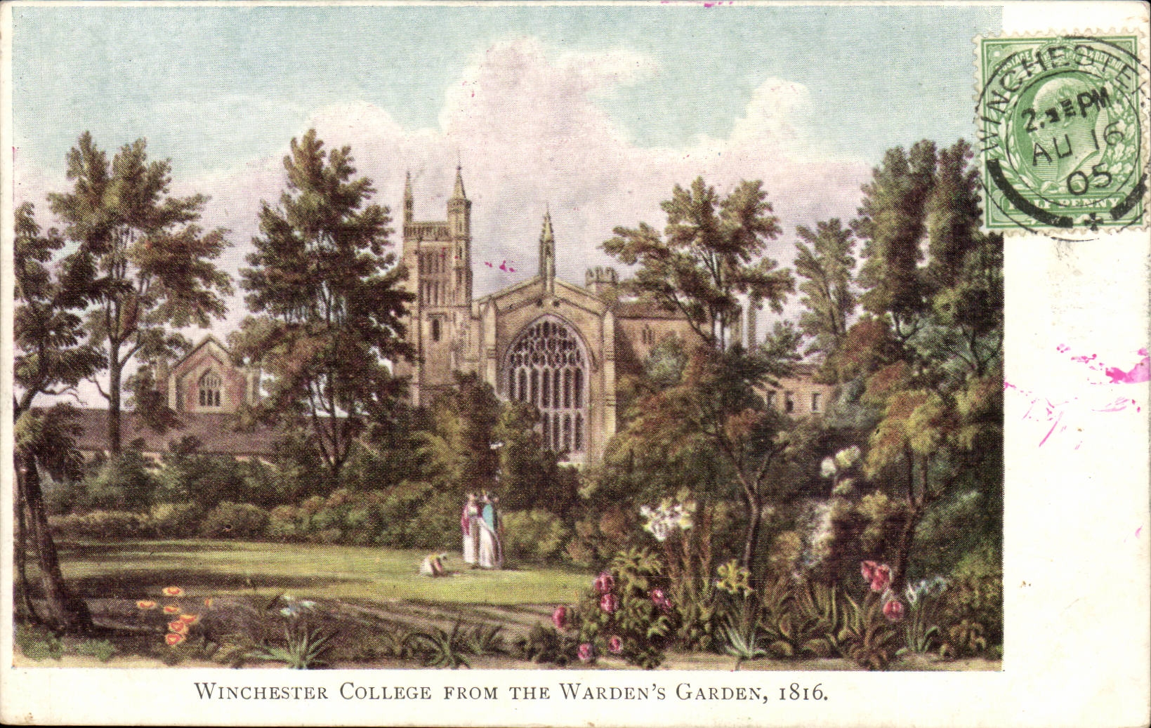 The United Kingdom Great BRitain CPA Winchester college from the warden' S garden 1816