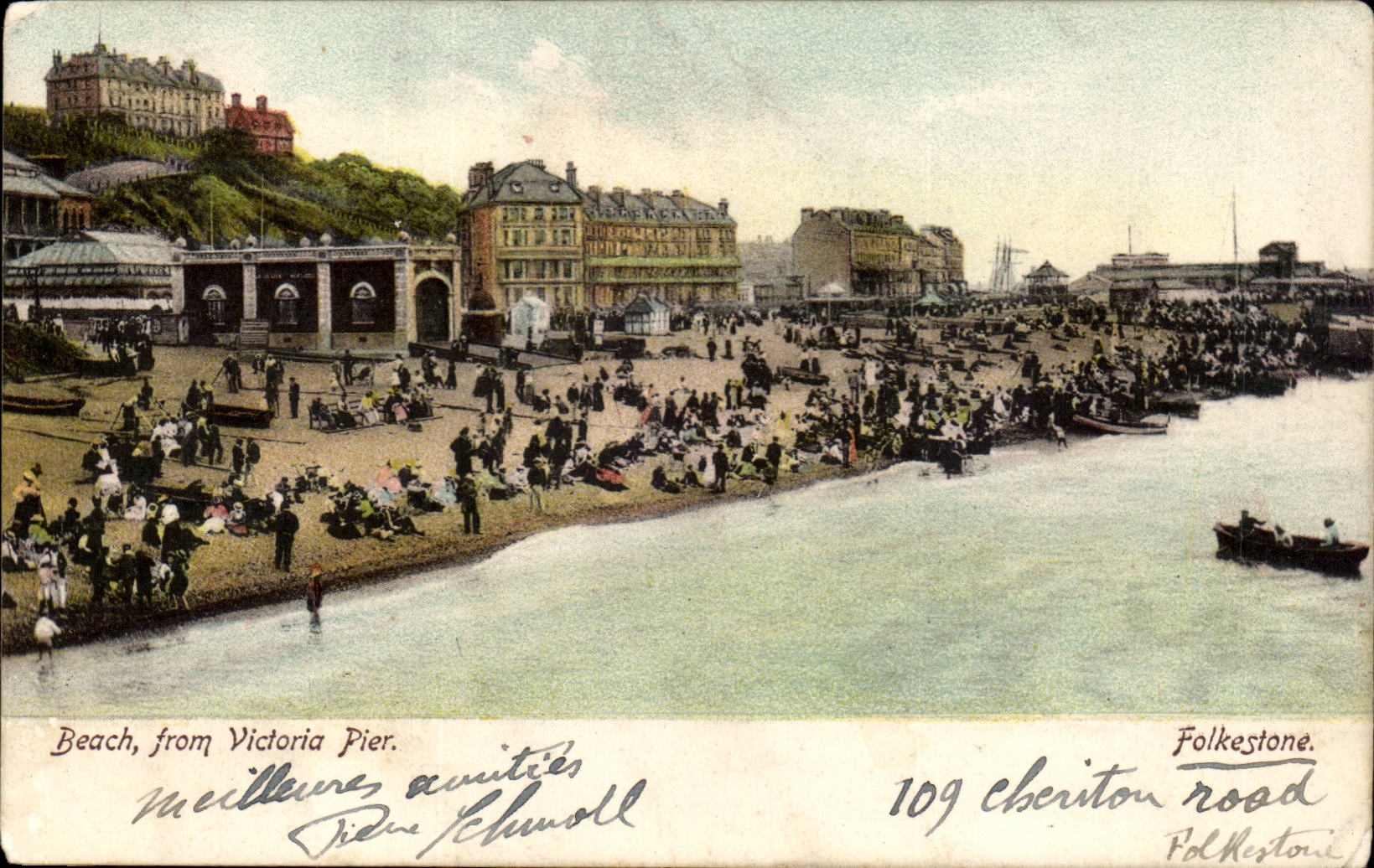 Grande Bretagne Great Britain CPA Beach from Vitori pier Folkestone