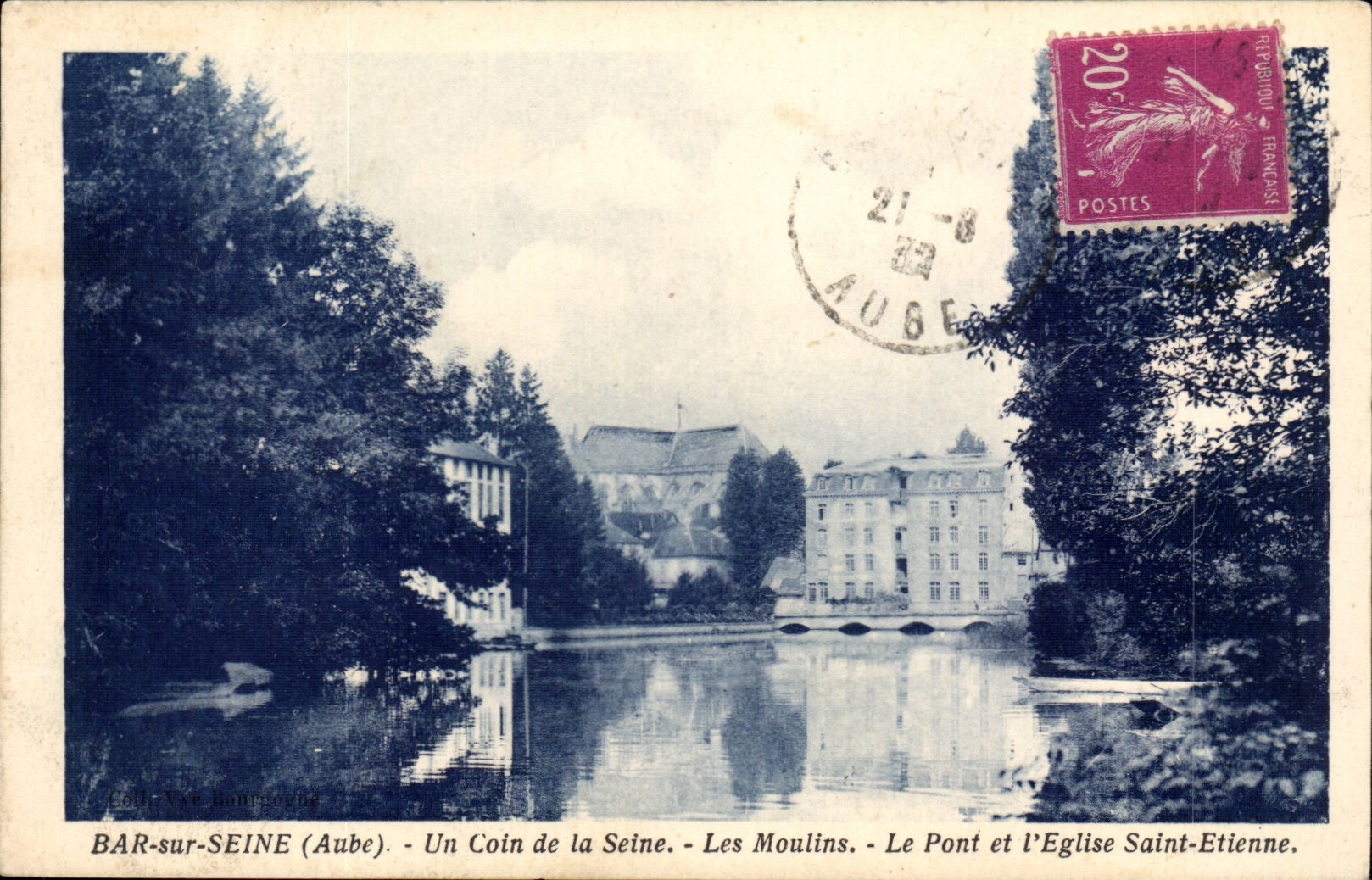 Stab auf dem Seine CPA eine Ecke des Seine pragt die Brucke und die Kirche Saint-Etienne