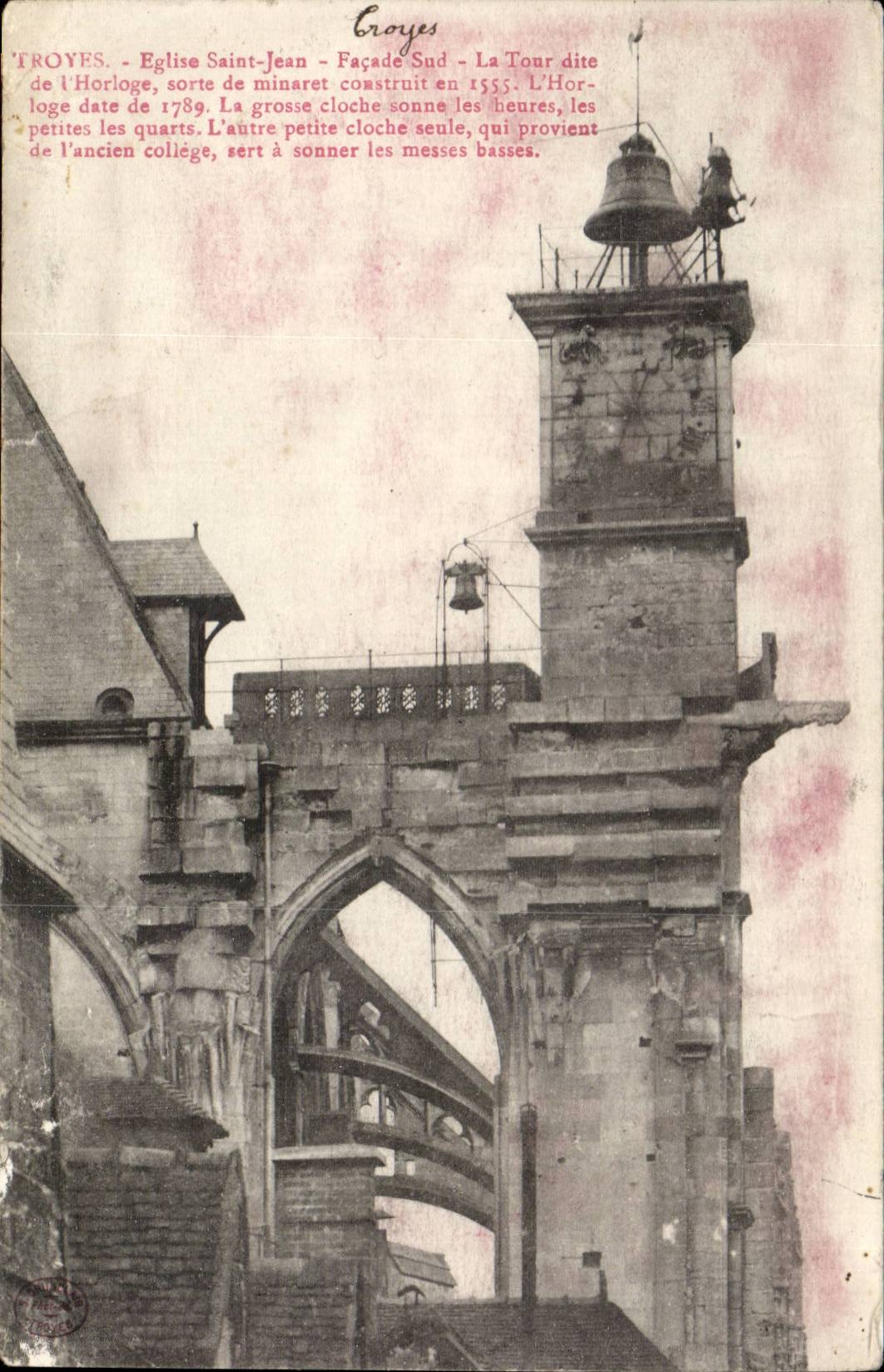 Troyes CPA Church Saint Jean the tower known as of the clock