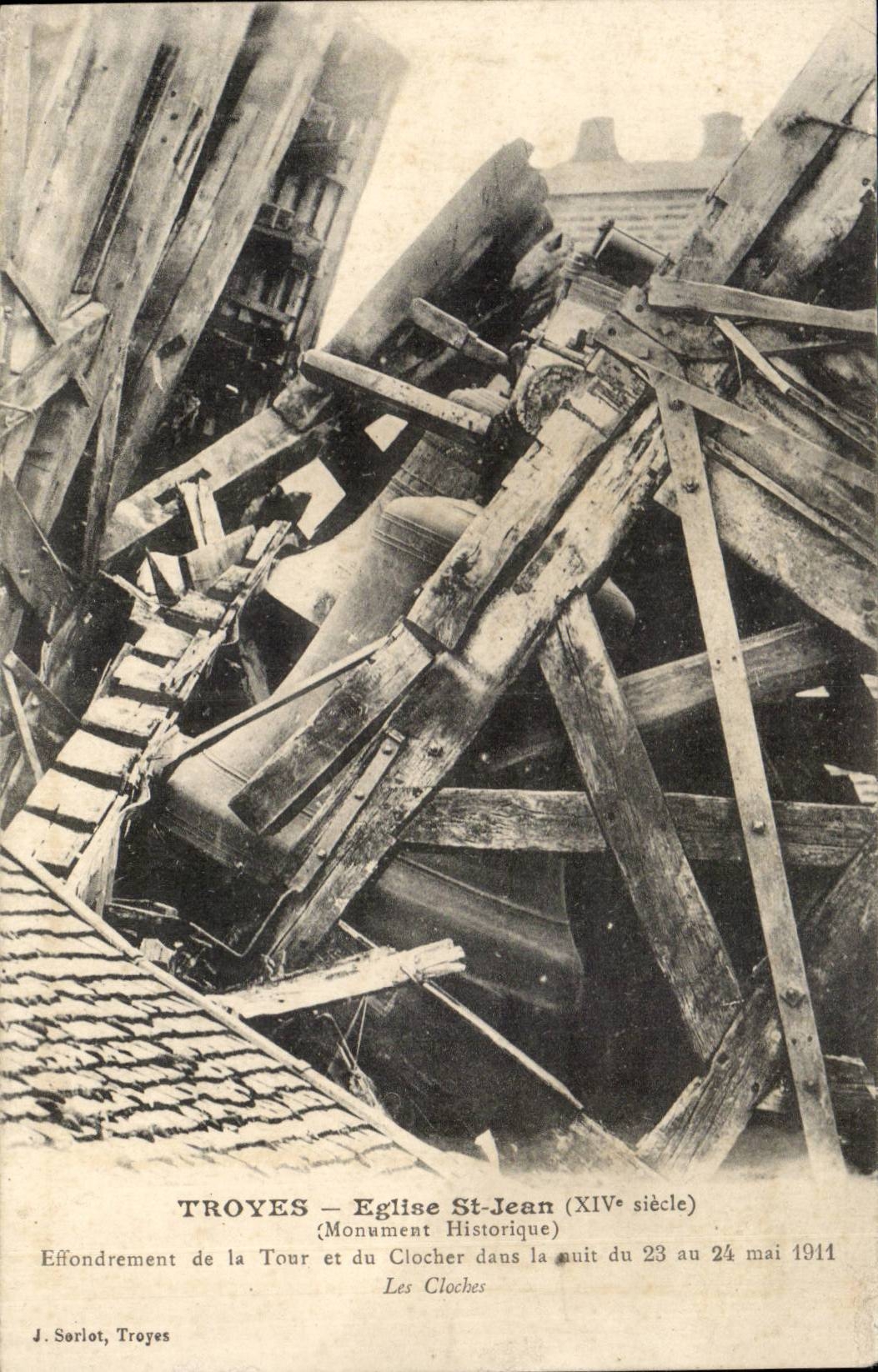 Troyes - Church holy Jean - Collapse of the Tower and the Bell-tower in the night 1911 - CPA