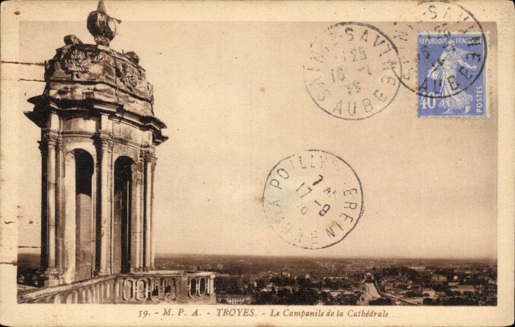 Troyes - the Bell-tower of the Cathedral - CPA