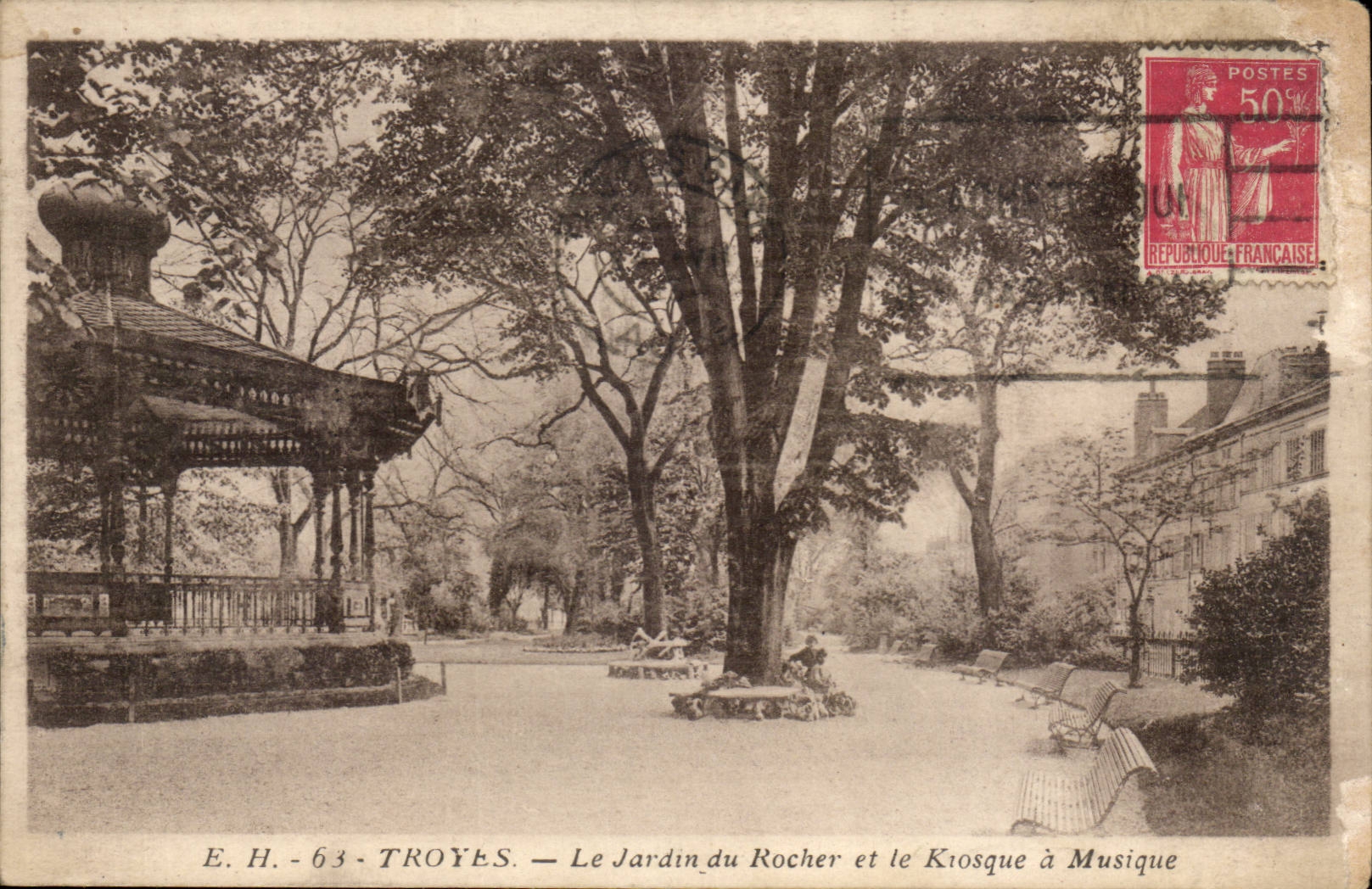 Troyes - the Garden of the Rock and the Bandstand - CPA
