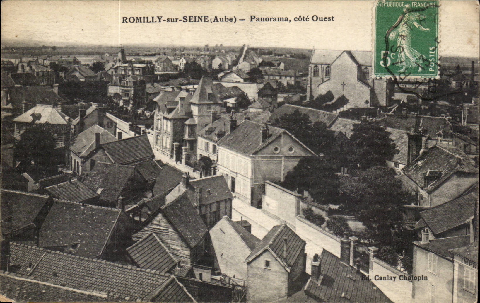 Romilly on the Seine - Panorama west coast CPA