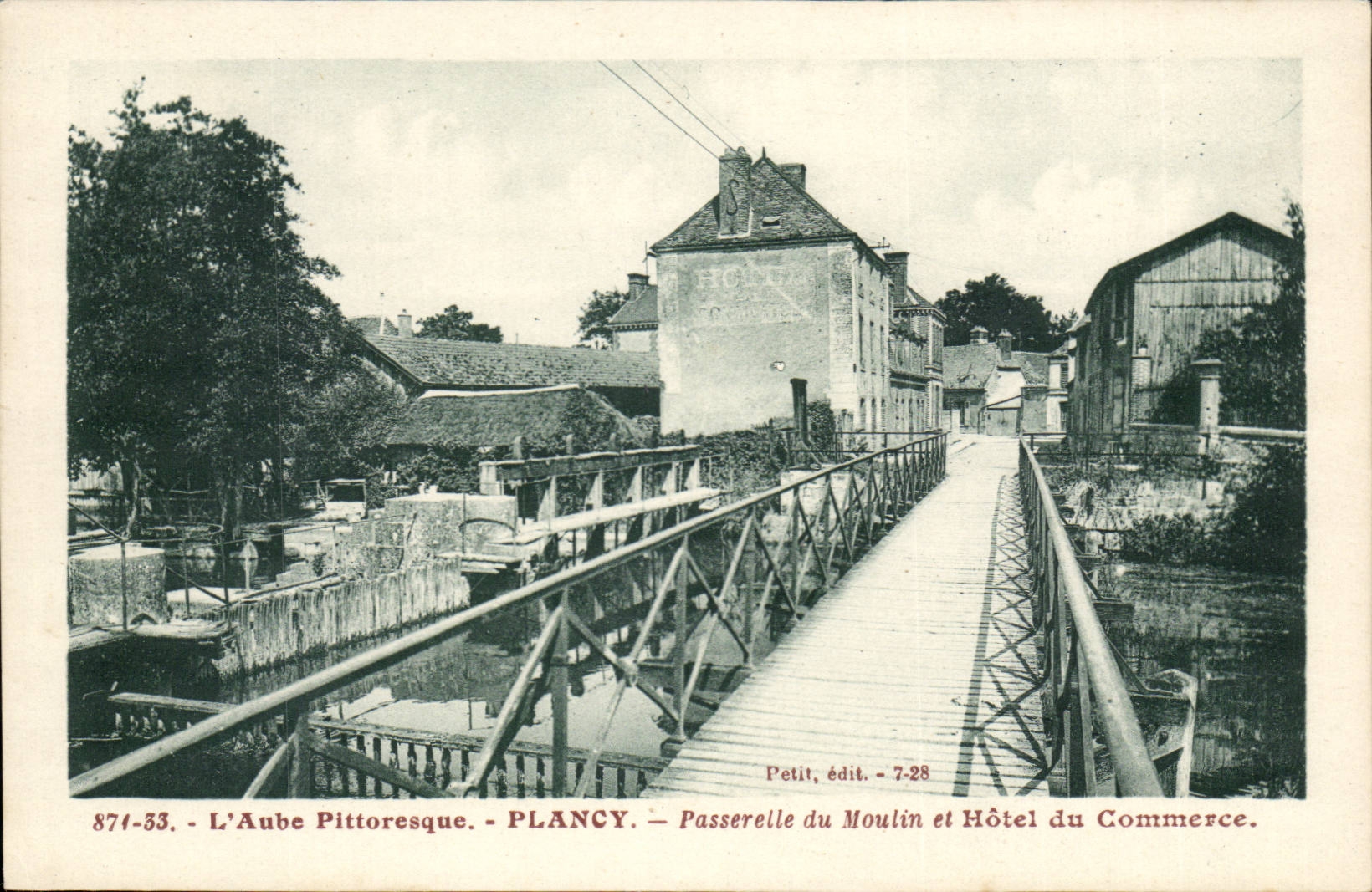 Plancy CPA Steg der Muhl- und Hotelwerbung