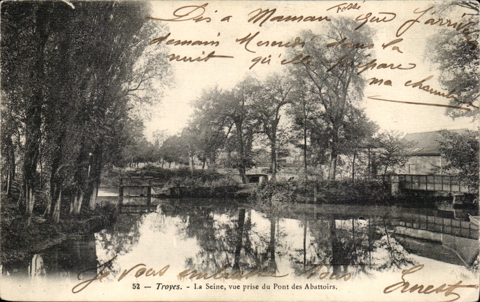 Troyes CPA the Seine seen from of the bridge of the Slaughter-houses