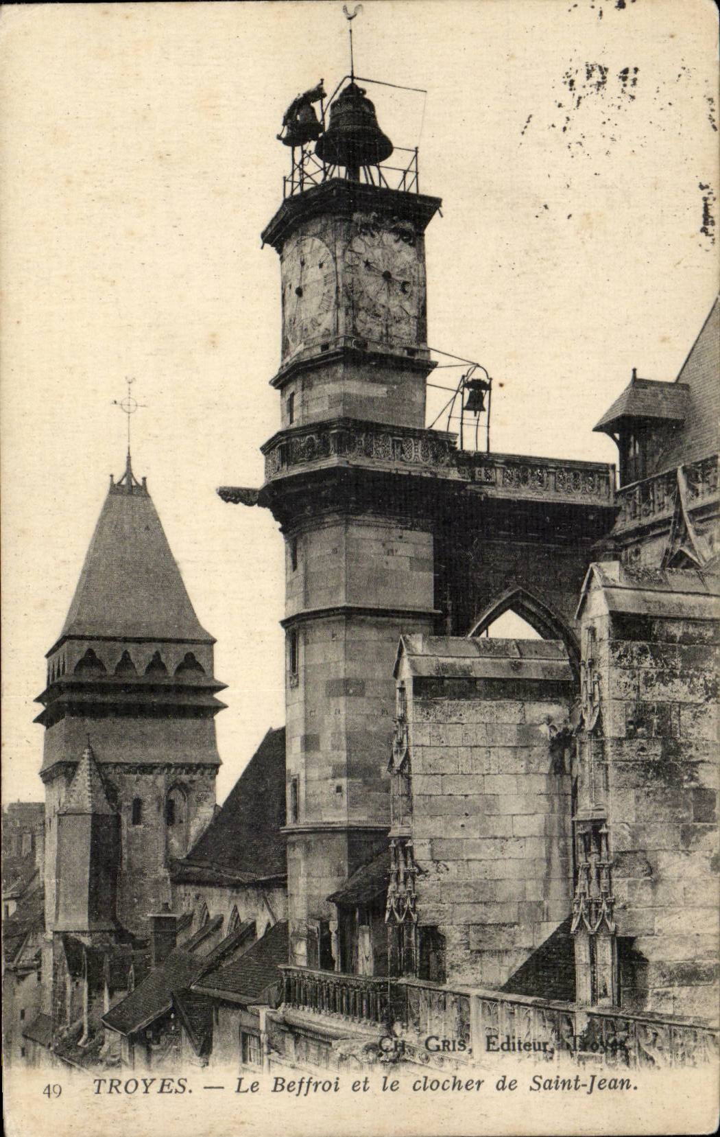 Troyes CPA the belfry and the bell-tower of Saint Jean