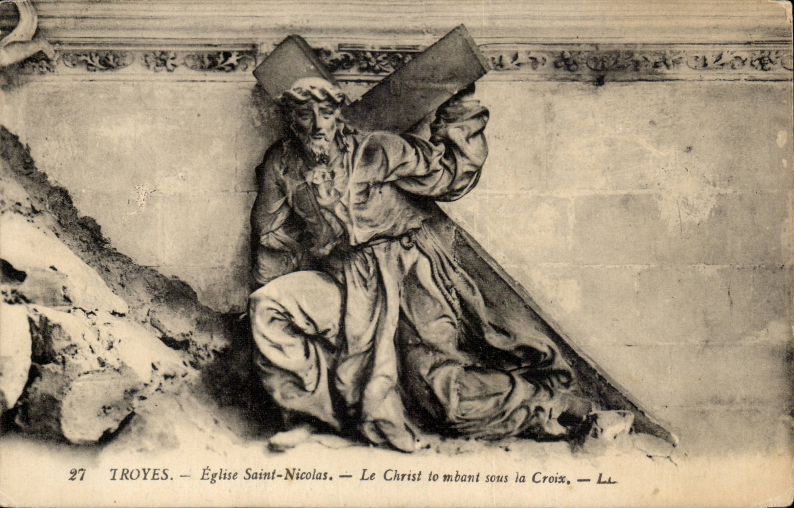 Troyes CPA Church Saint Mathieu Christ falling under the cross