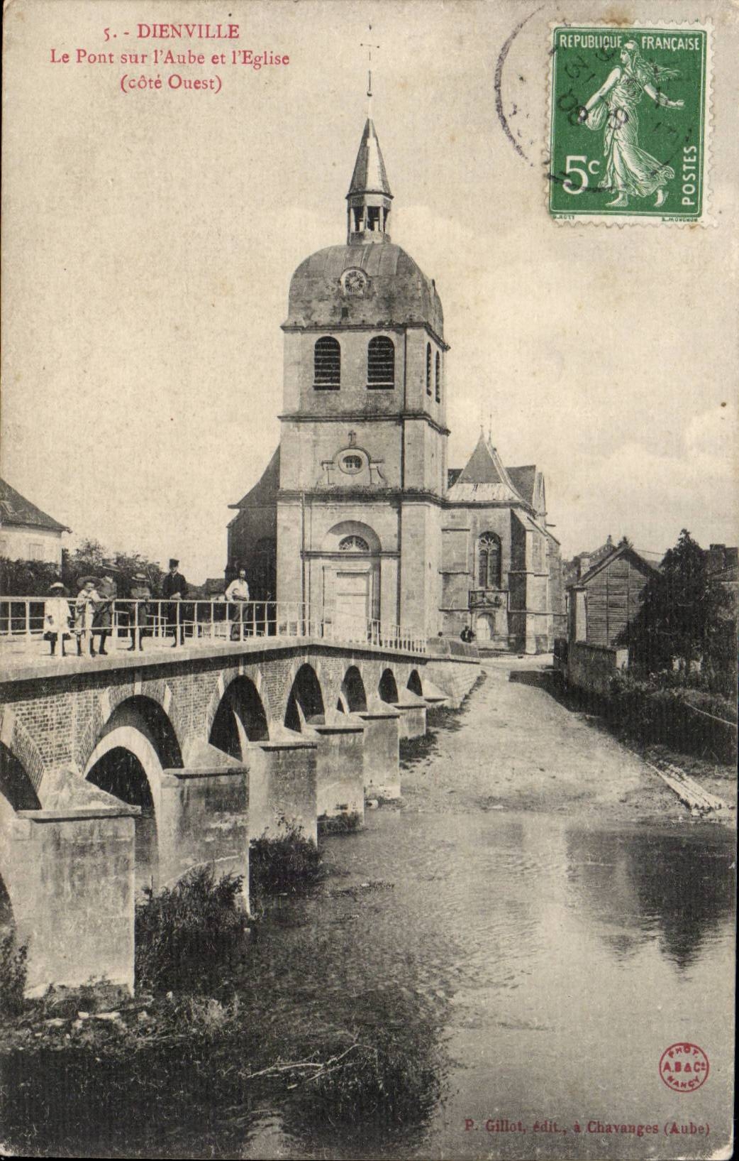 Dienville - the Bridge on the Paddle and the Church - CPA