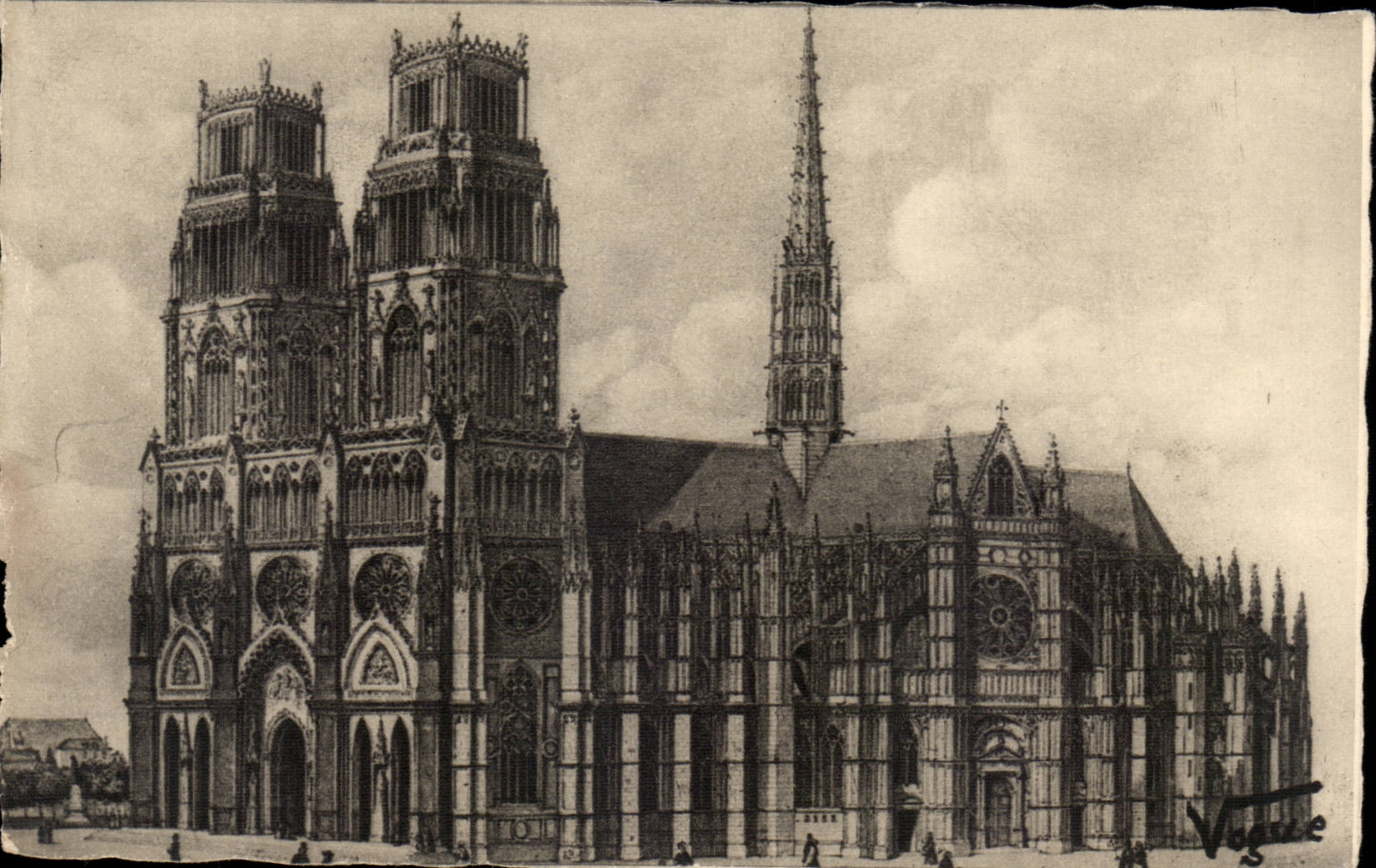 Orleans - the Cathedral Sainte Cross - CPA