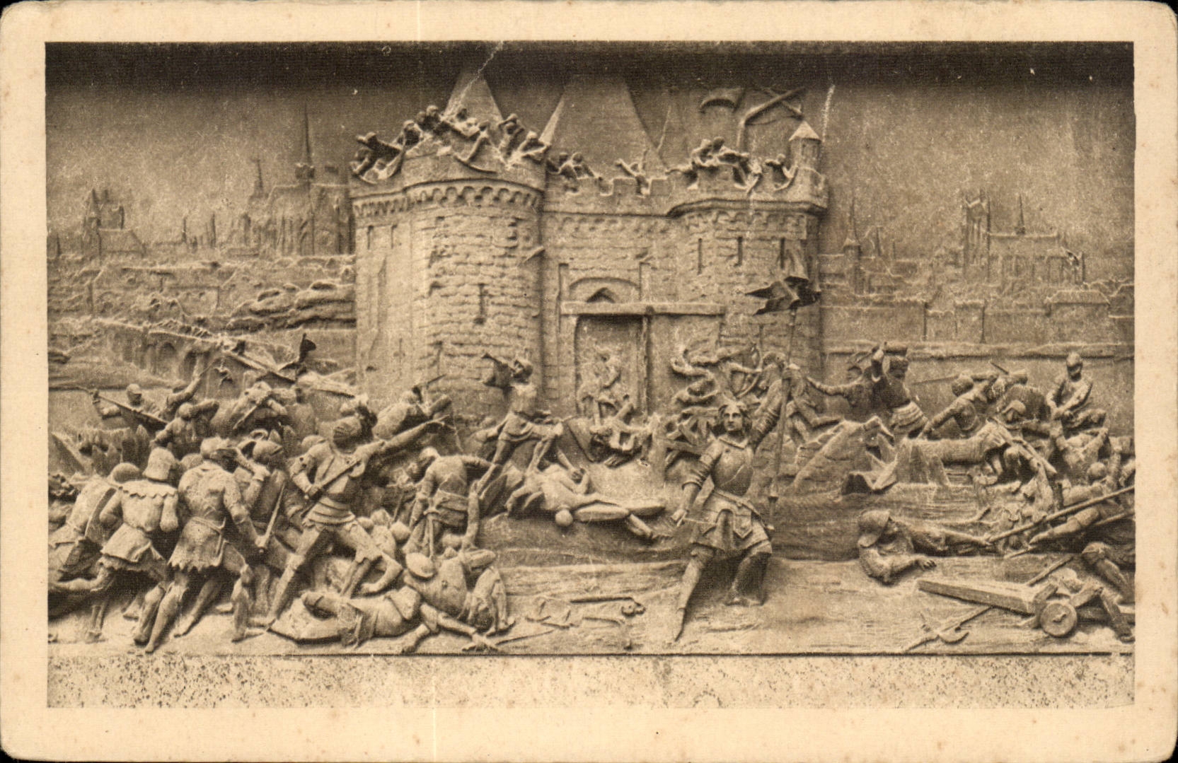 Low Orleans CPA relief of Statue of Jeanne of arc by Vital Dubray