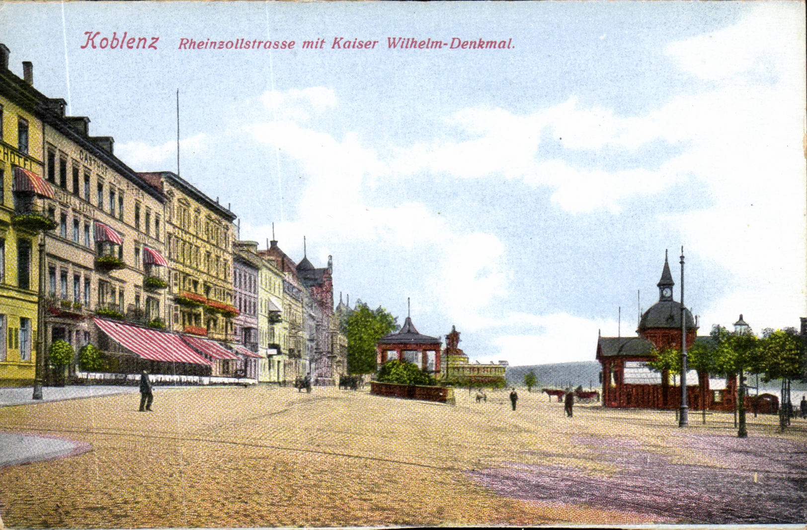 CPA Koblenz Rheinzollstrasse put Kaiser Wilhem Denkmal