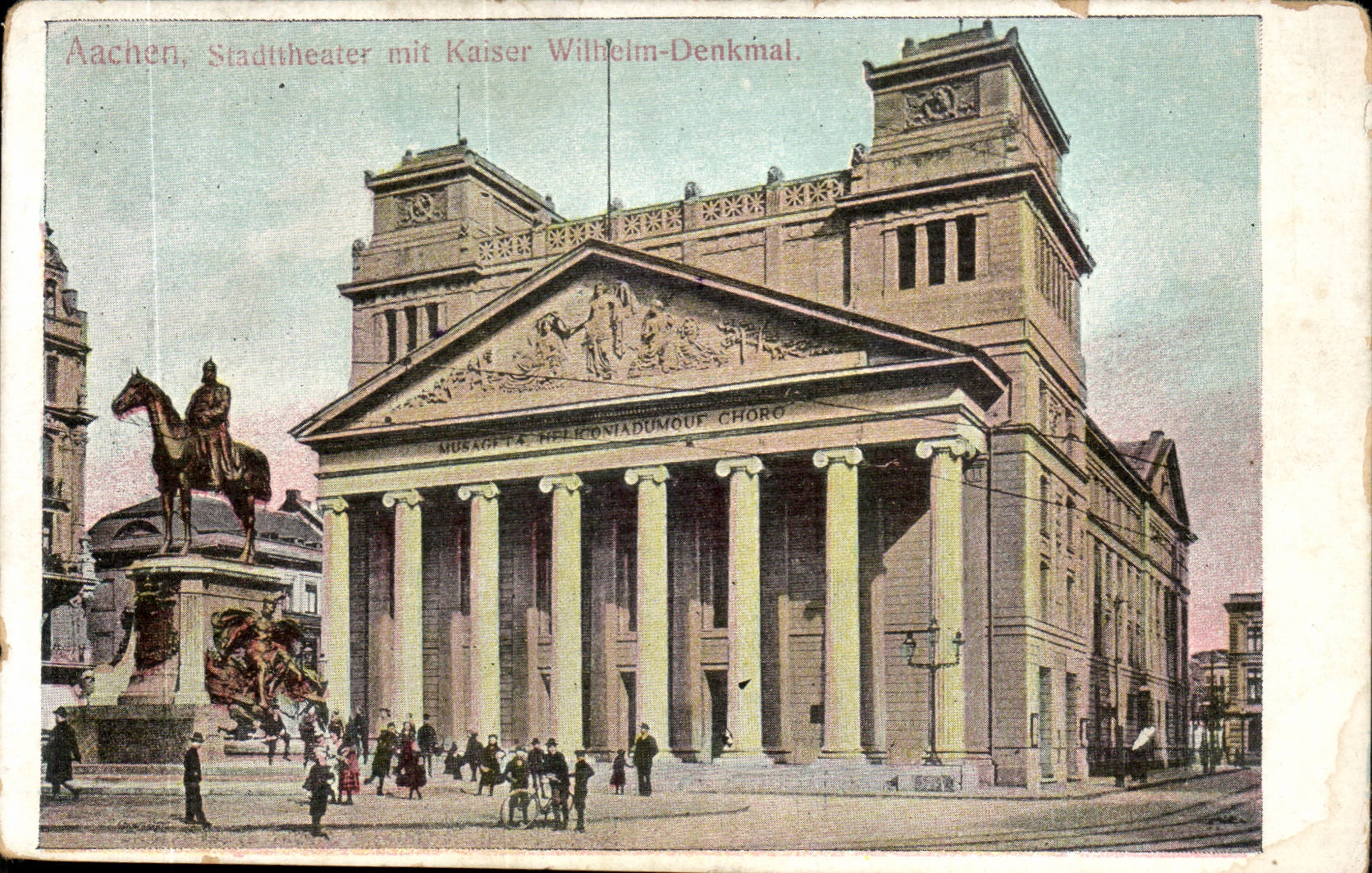 CPA Aachen Stadttheater put Kaiser Wilhelm Denkmal