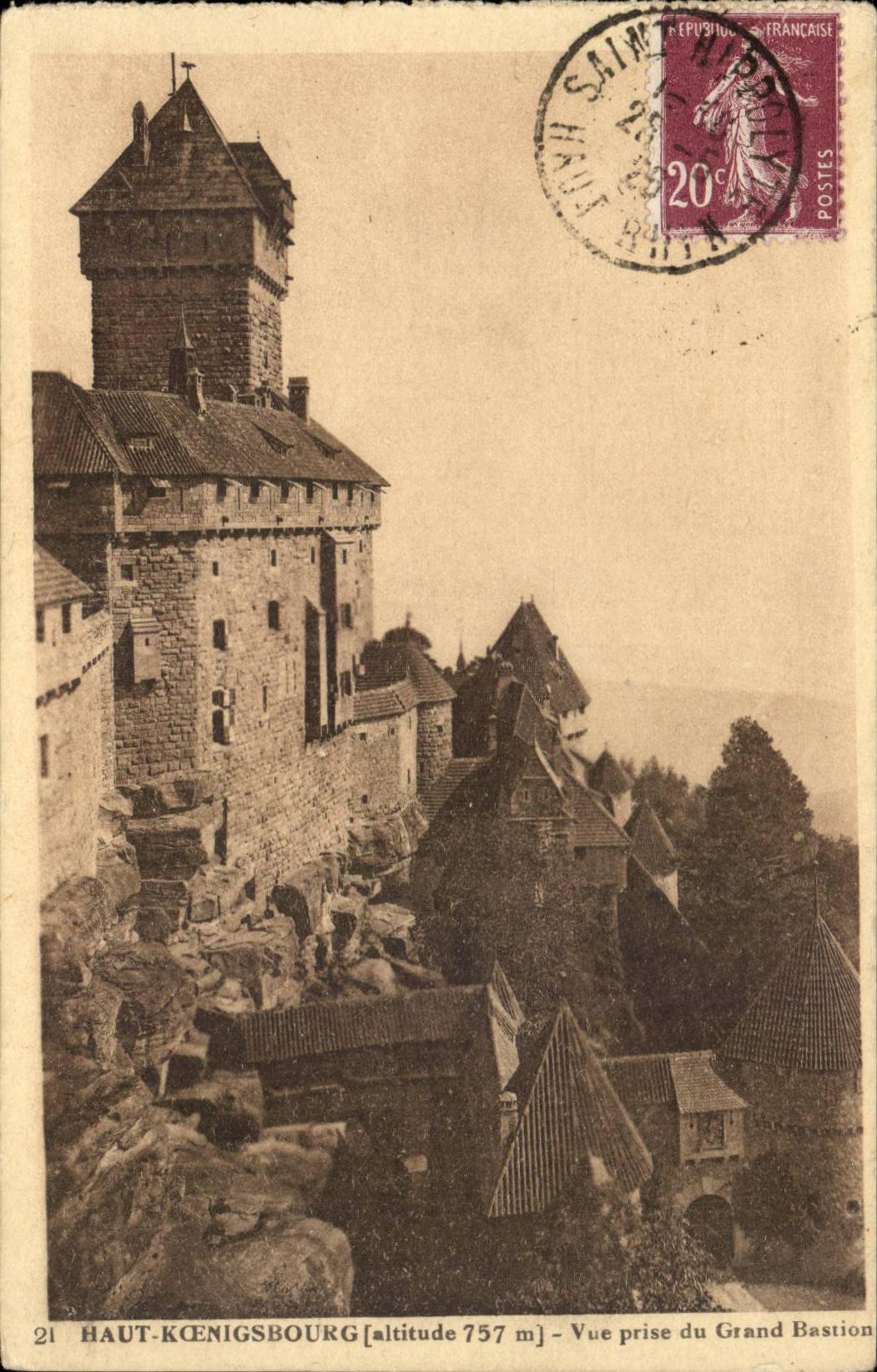 High koenigsbourg CPA seen from of the large Bastion
