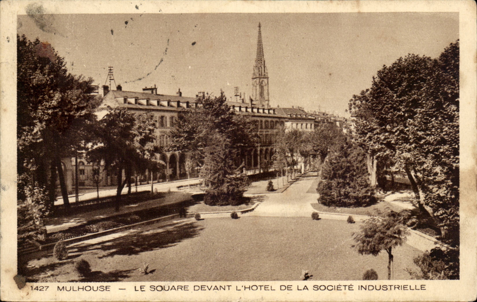 Mulhouse CPA the public garden in front of the hotel of the industrial society