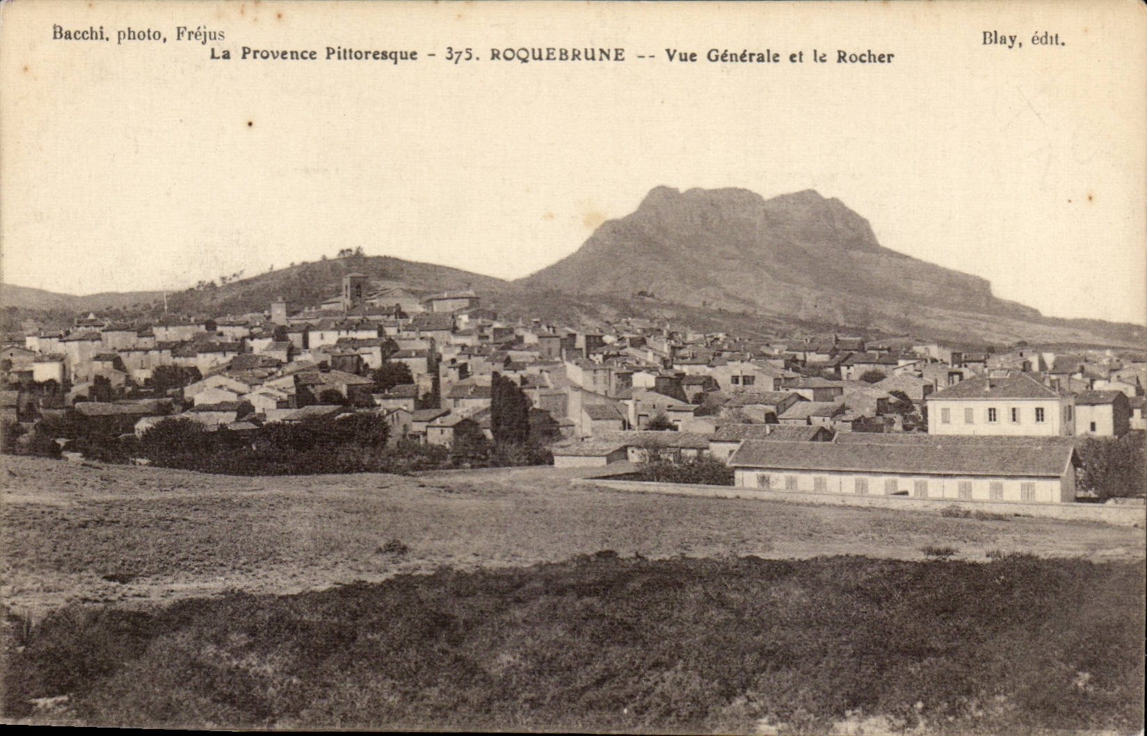 Roquebrune CPA View and the rock