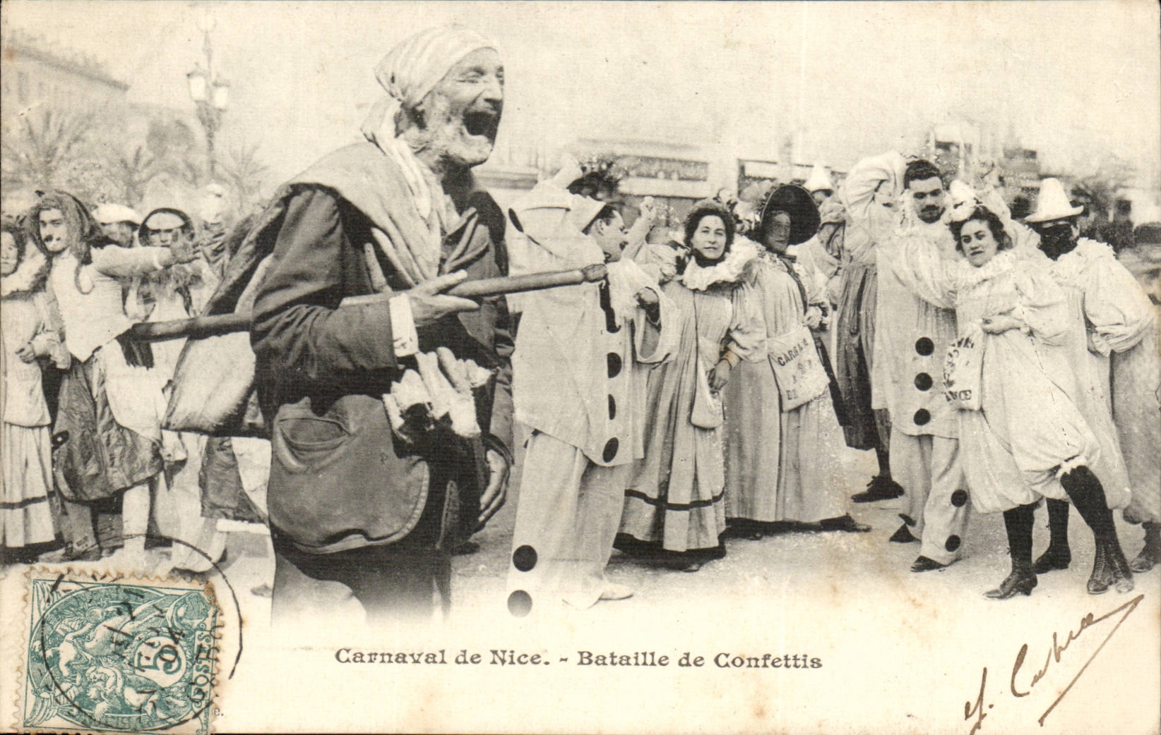 Karneval Nizza - Kampf von Confetti - CPA blodelt Pierrot Pierrots TOP herum