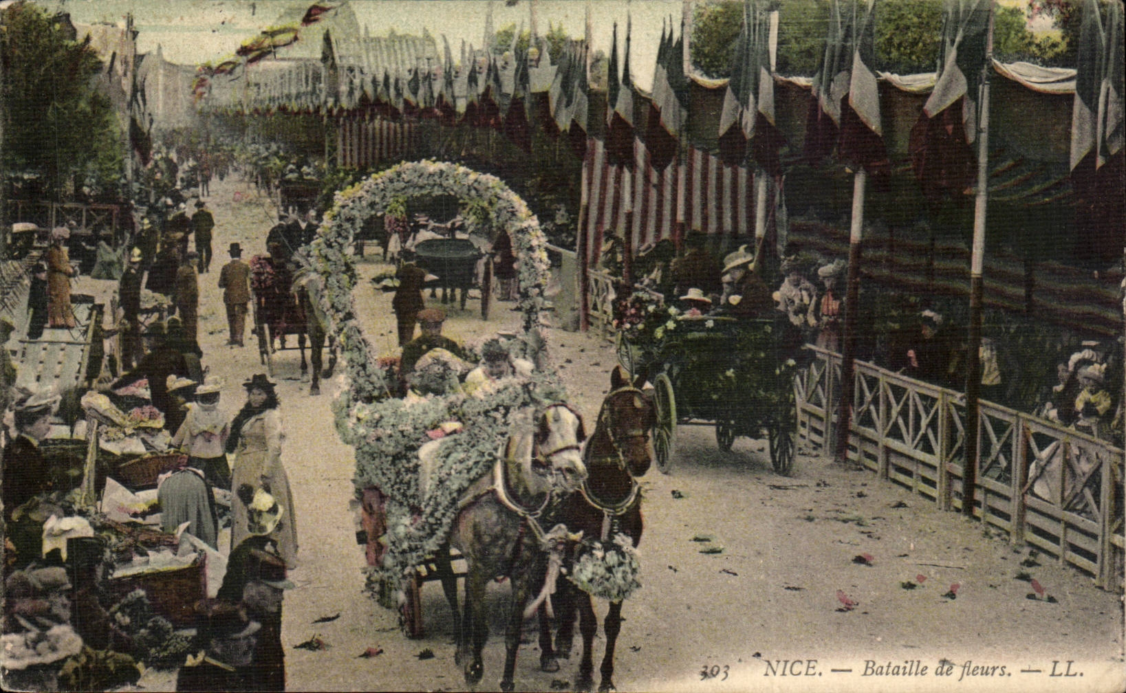 Nette CPA Carnaval Kampfe der Blumen