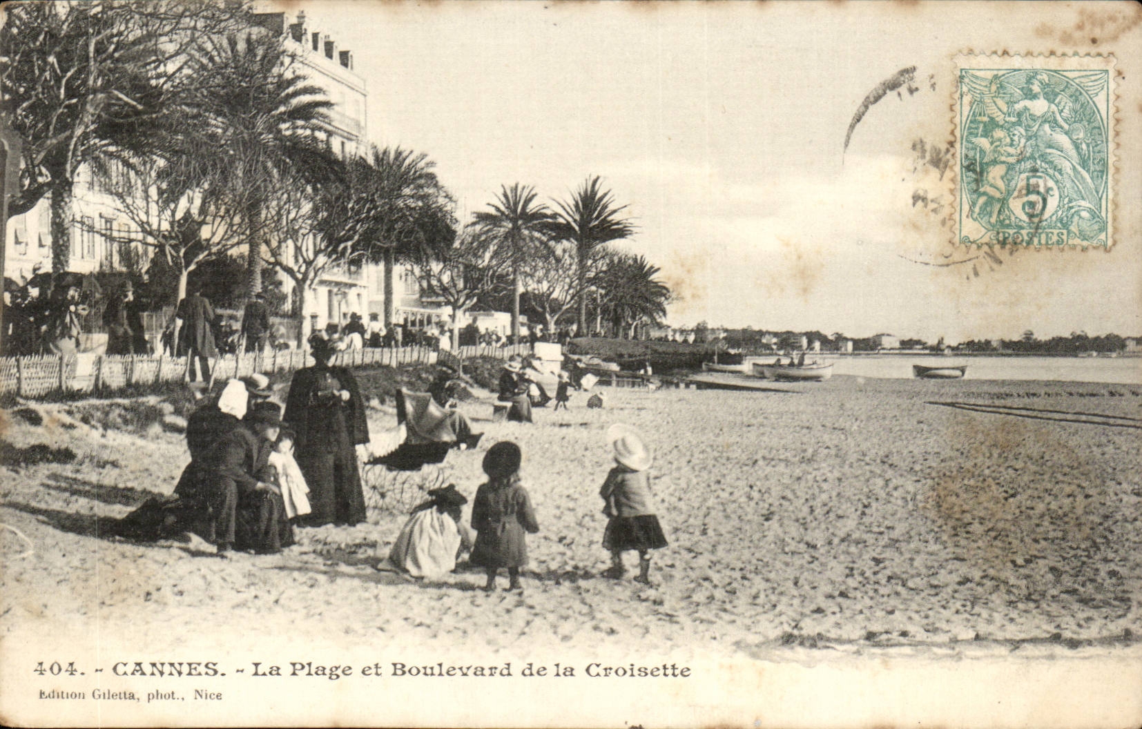 Cannes CPA the beach and the boulevard of the small cross