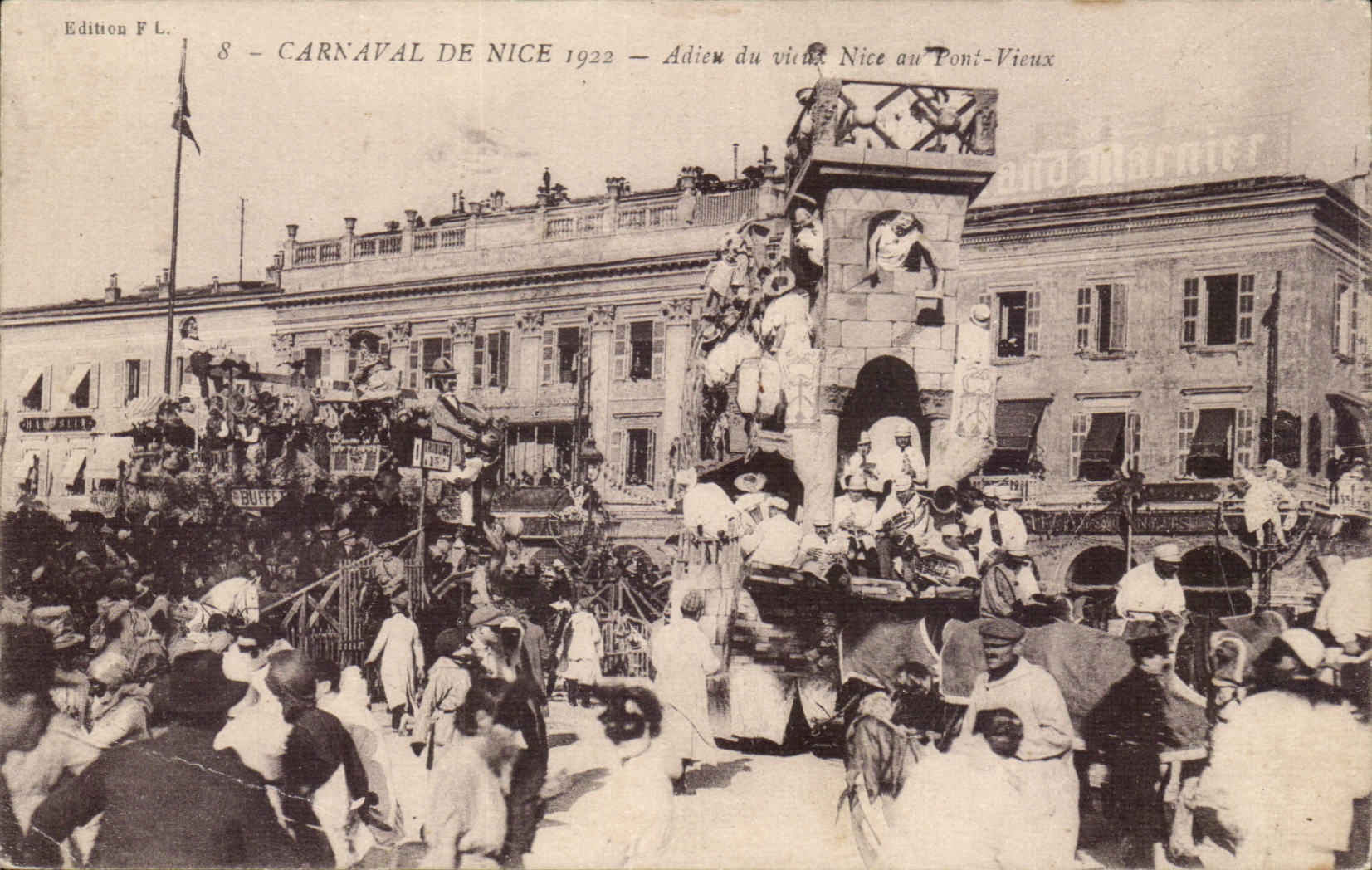 Karneval Nizza 1922 - Auf Wiedersehen des Nizza alten Mannes zur alten Brucke - CPA