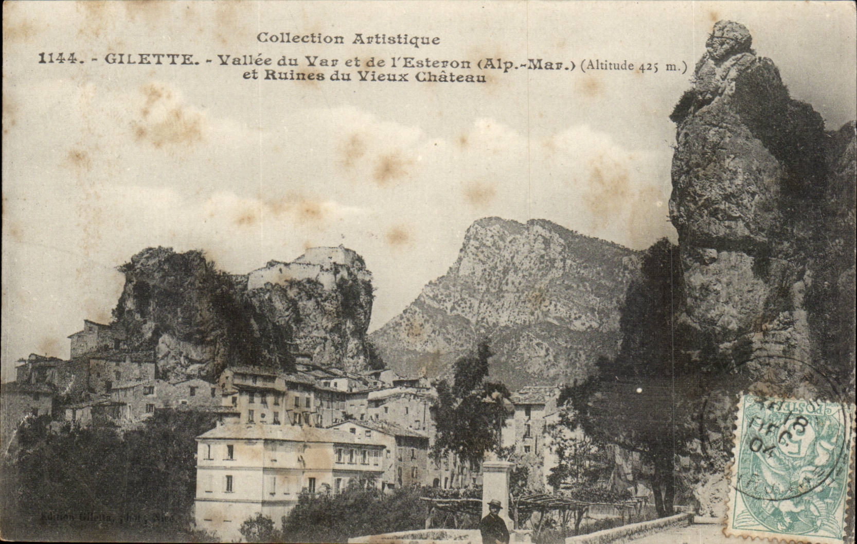 Tal Gillette-CPA des VAr und des Esteron und Ruinen des alten Schlosses