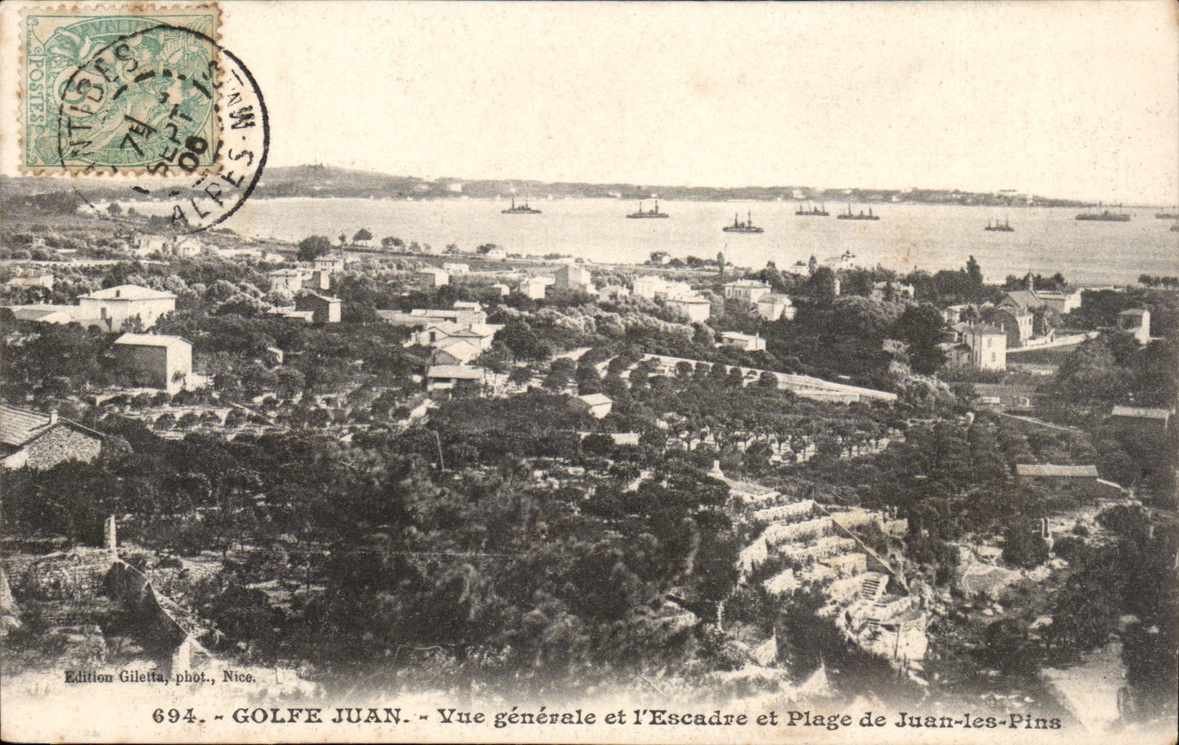 Gulf Juan CPA View of the squadron and beach of Juan Pines