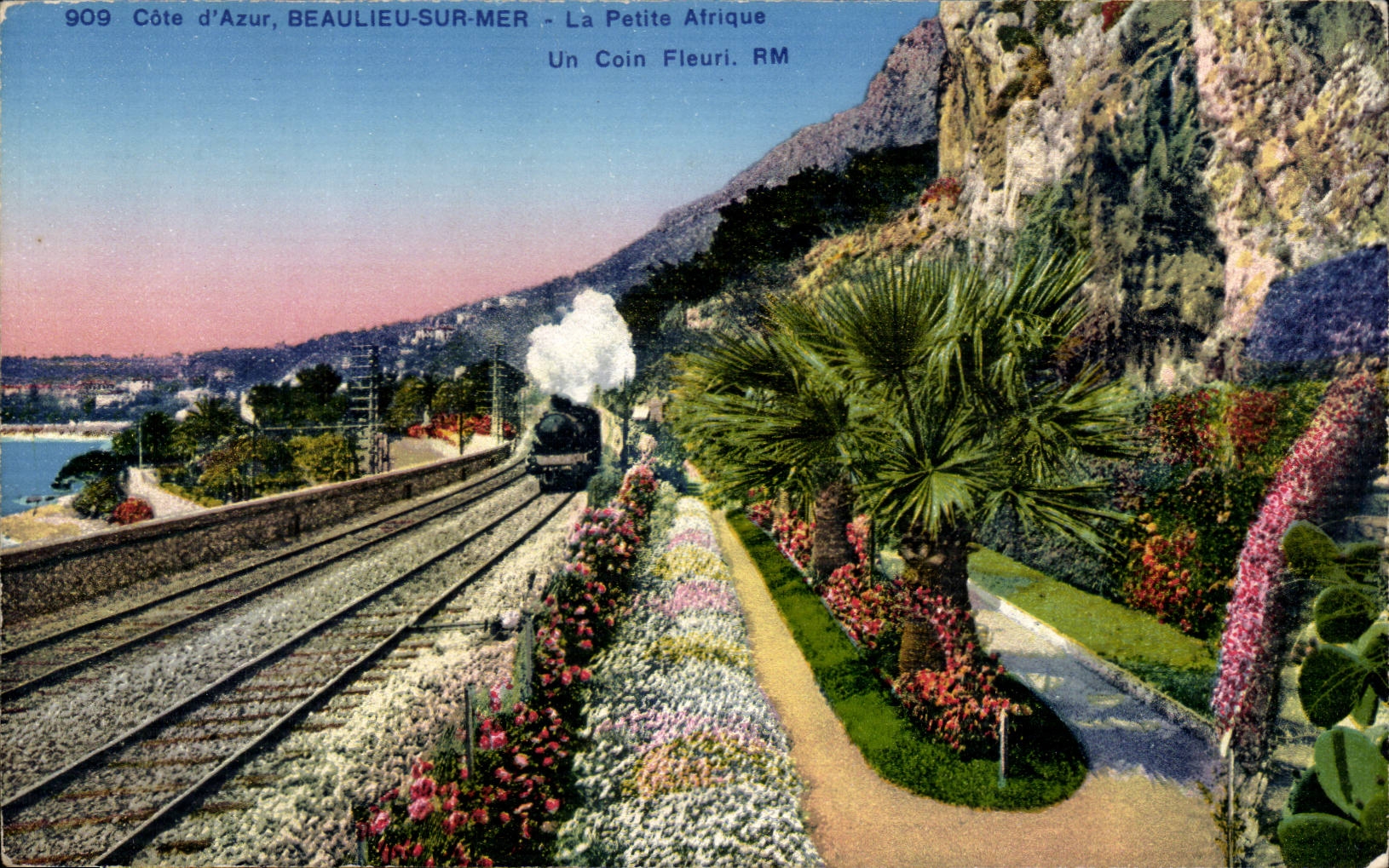 Beaulieu on Sea CPA small Africa a flowered corner (train)