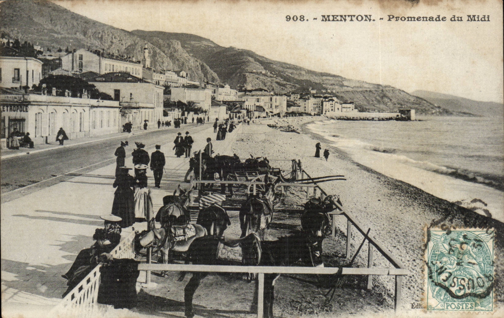 Menton - Walk of the South - CPA Ass donkey mule