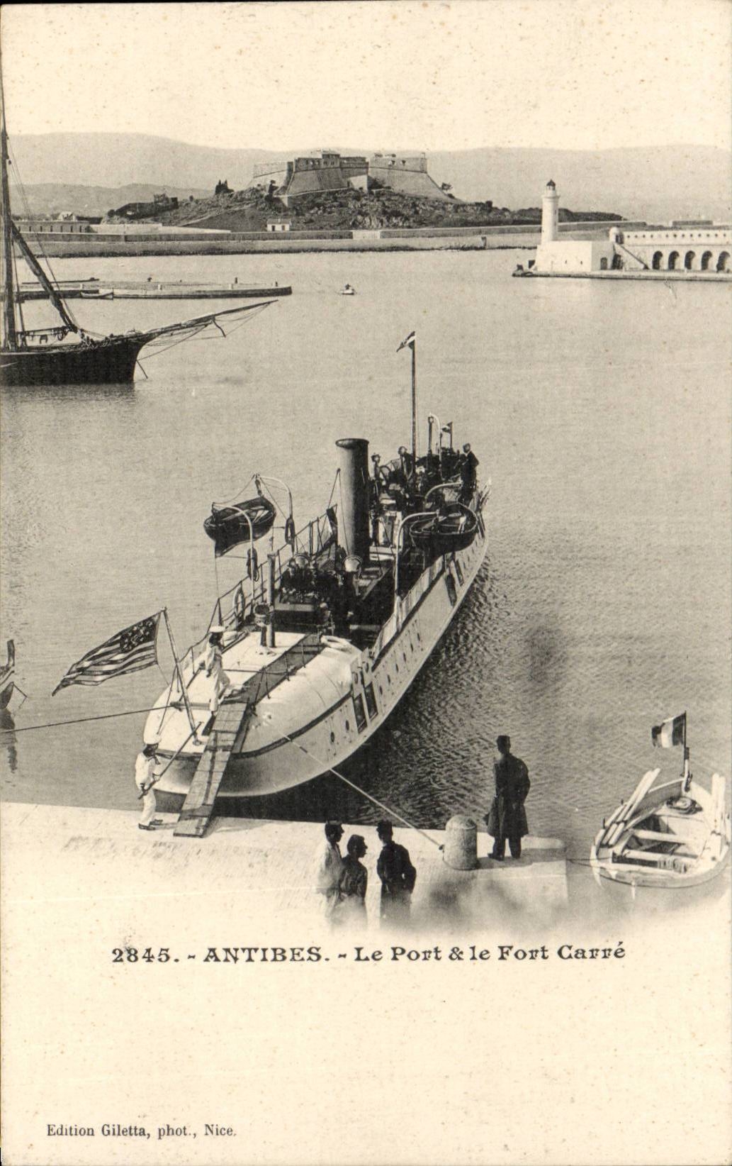 Antibes - der Hafen und Fort der Querschnitt - CPA Bootskrieg