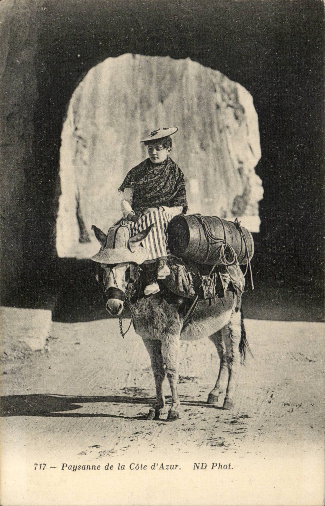 La Turbie - Peasant of the Dimension of Azure - ass - donkey - CPA